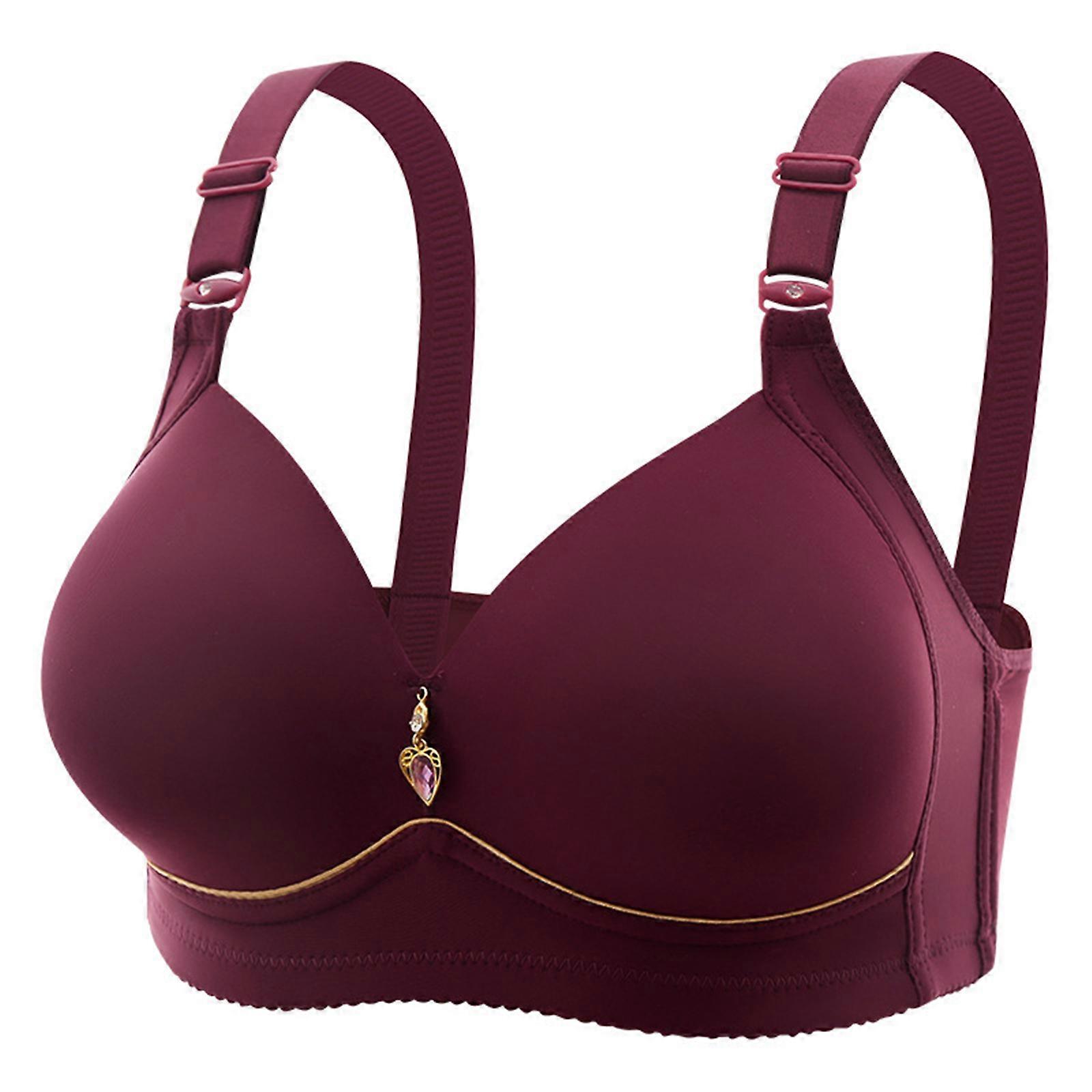 Women Large Size Seamless Wireless Bras Push Up Full Coverage No Underwire Adjustable Strap Bralette Underwear for Daily Purple red