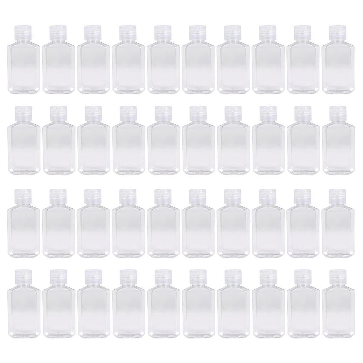 40 PCS 2 Oz 60 Ml Clear Refillable Flip Top PET Plastic 