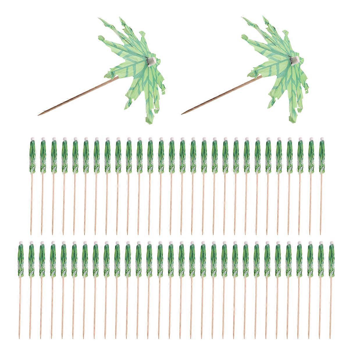 60 Pieces Green Tropical Coconut Palm Tree Paper Umbrellas Picks