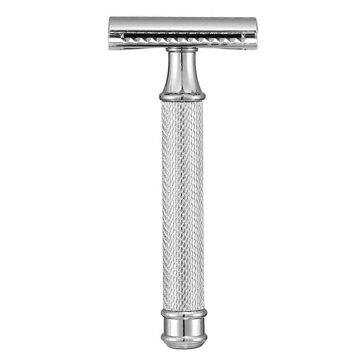 Mens Folding Shaving Double Edge Classic Safety Shaver Silver