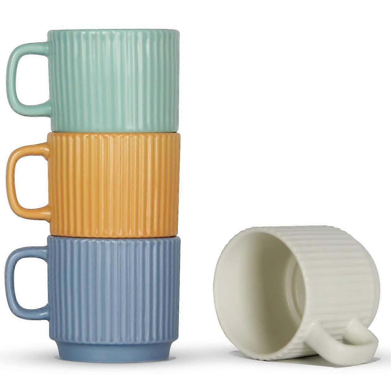 4 Colorful Coffee Mugs for Latte and Cappuccino 7 OZ