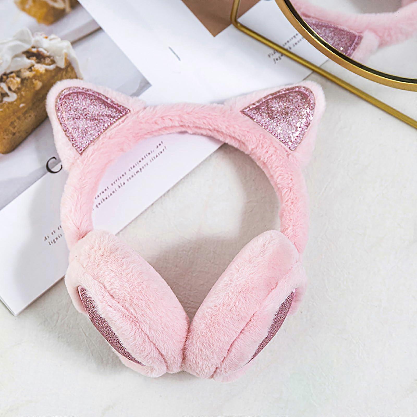 Headphones Cute Cat Head Head Winter Hot Open Ear Open Open Open covers Headband faux fur headset
