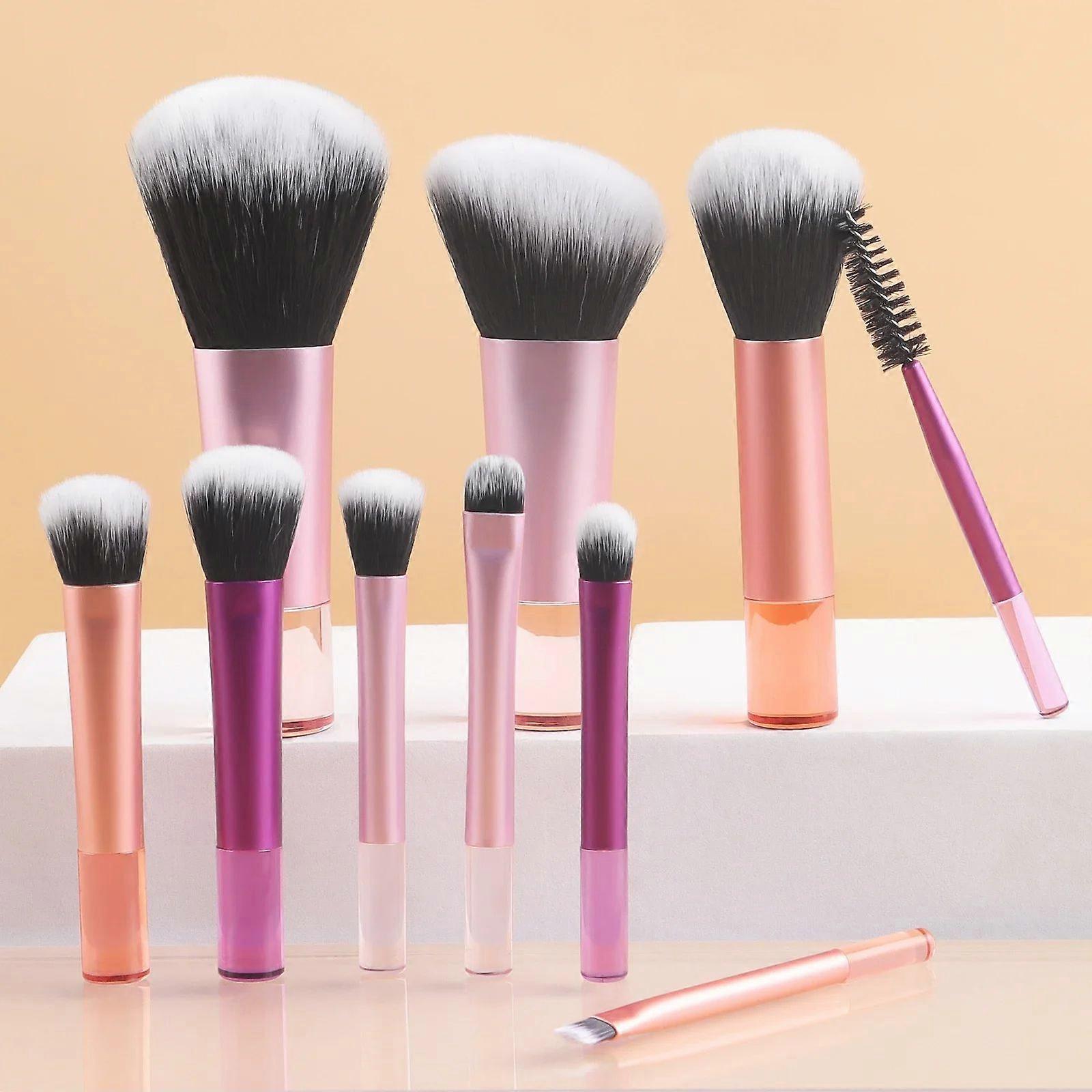 10 Pcs Miniature Makeup Brushes Set for Powder, Eyeshadow, Foundation, and Blush, Blender, Concealer, Professional Beauty Tools, Wool Fiber Bristles,