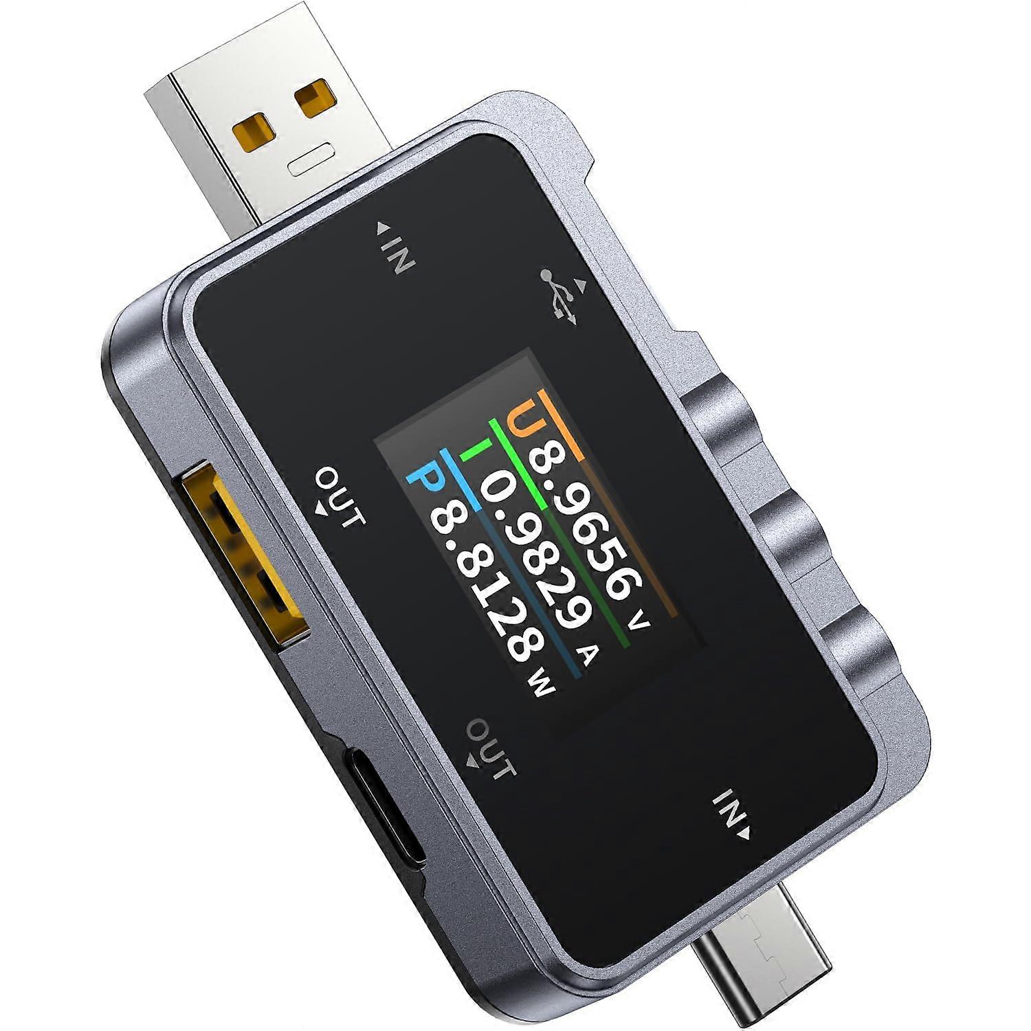 FNAC-28 2 in 1 Type C USB Tester 4-24V 6.5A, LCD Voltage Current Power Tester Digital Multimeter