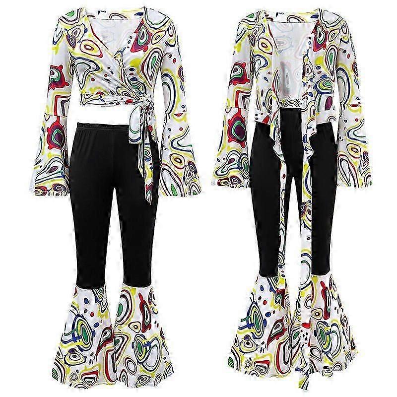 70s Long Sleeve Printed Disco Suit Women's Halloween Stage Performance Set