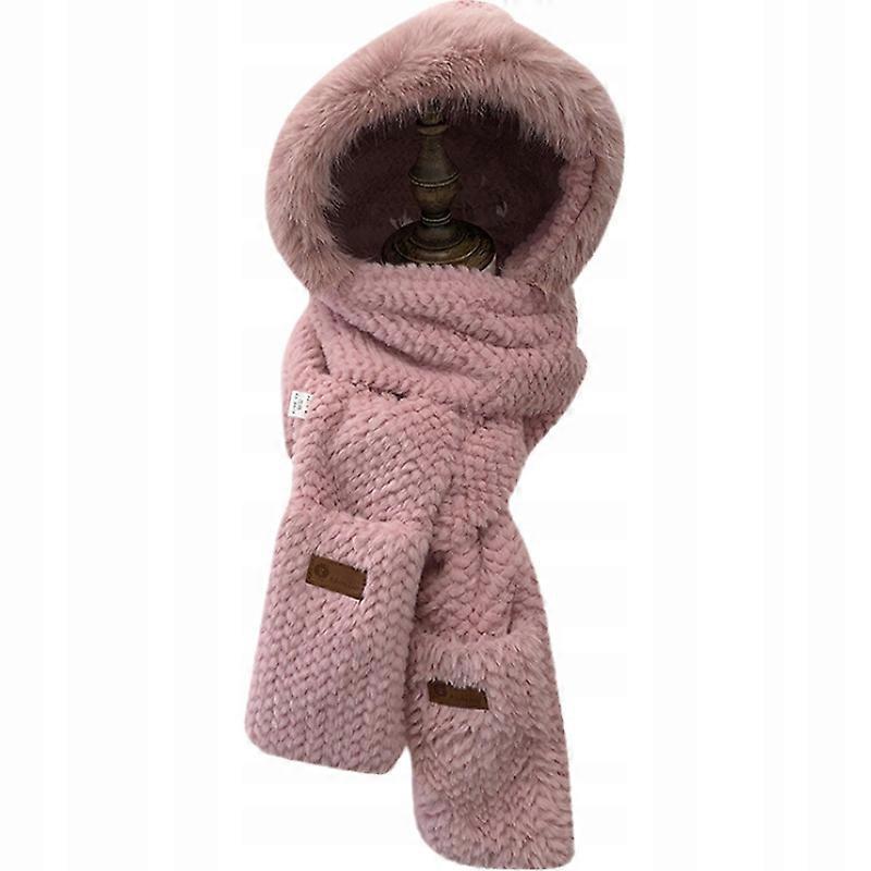 Conjunto de Inverno de Pelúcia Quente para Mulheres com Cachecol e Luvas