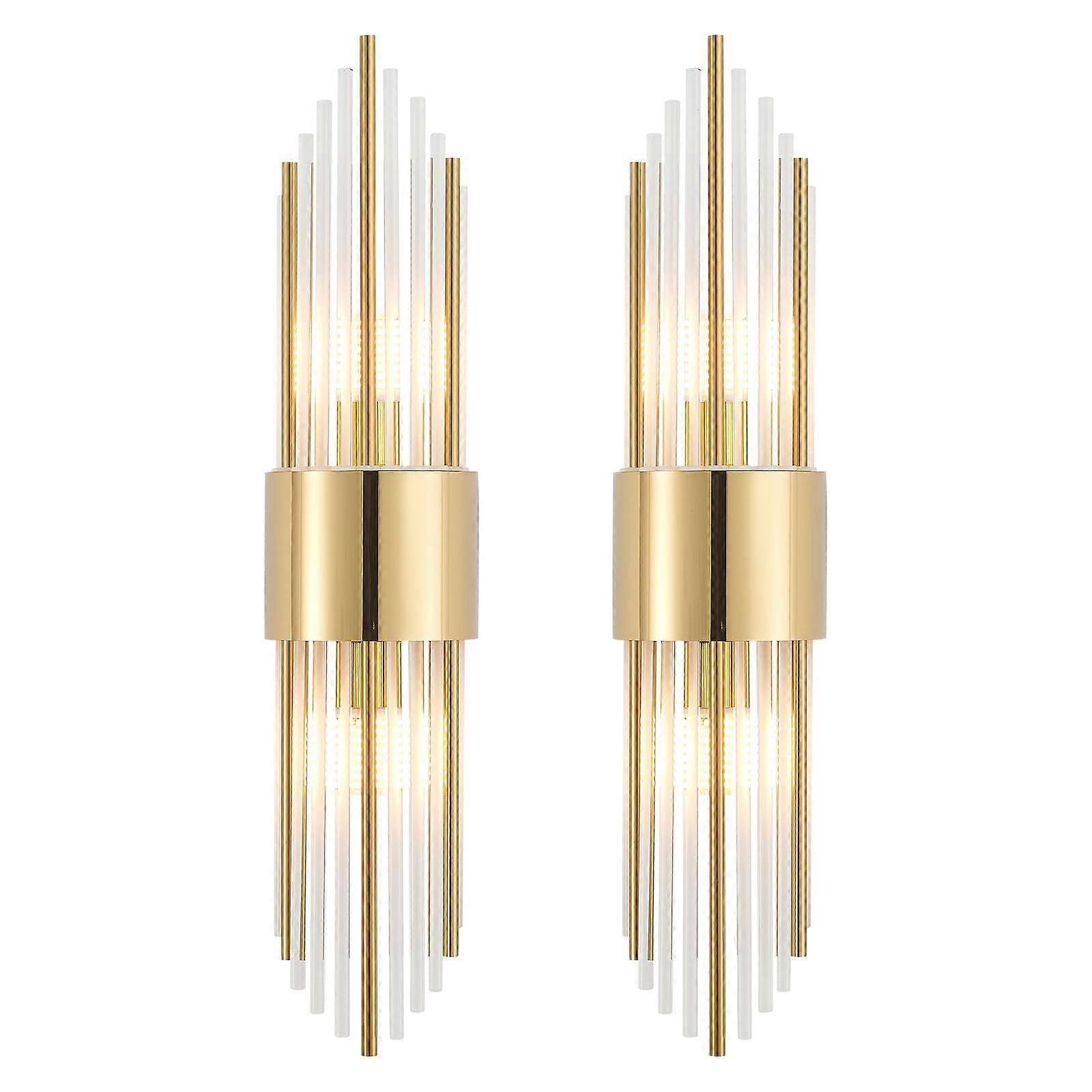 Wall Sconces Shawnkey Set of 2: 2-Light Modern Brushed Titanium Gold Wall Sconce With G9-6000K Bulb Included