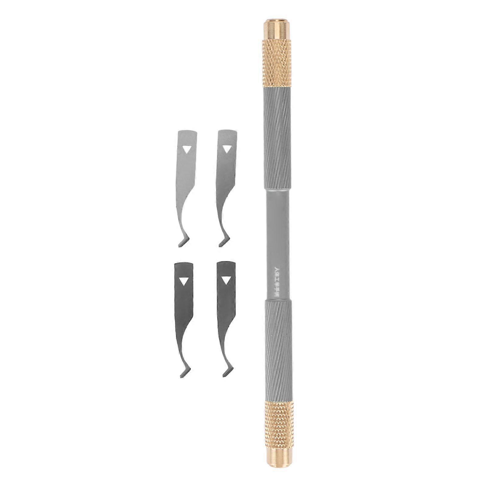 4 In 1 Hobby Set Mesh Carved Pattern Multi Functional Craft Cutting Knife for Removing Glue Grey