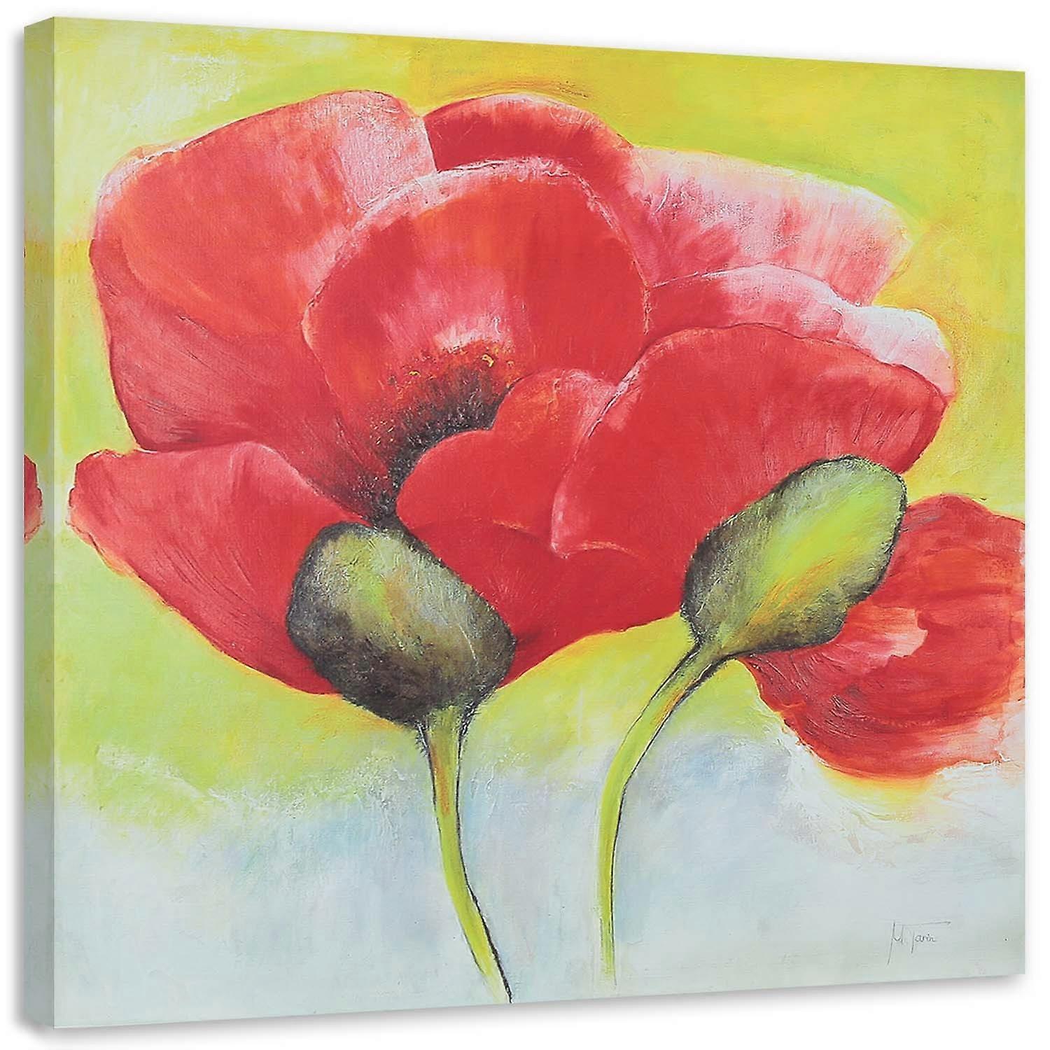 Impression sur toile, Deux coquelicots de près - 30x30