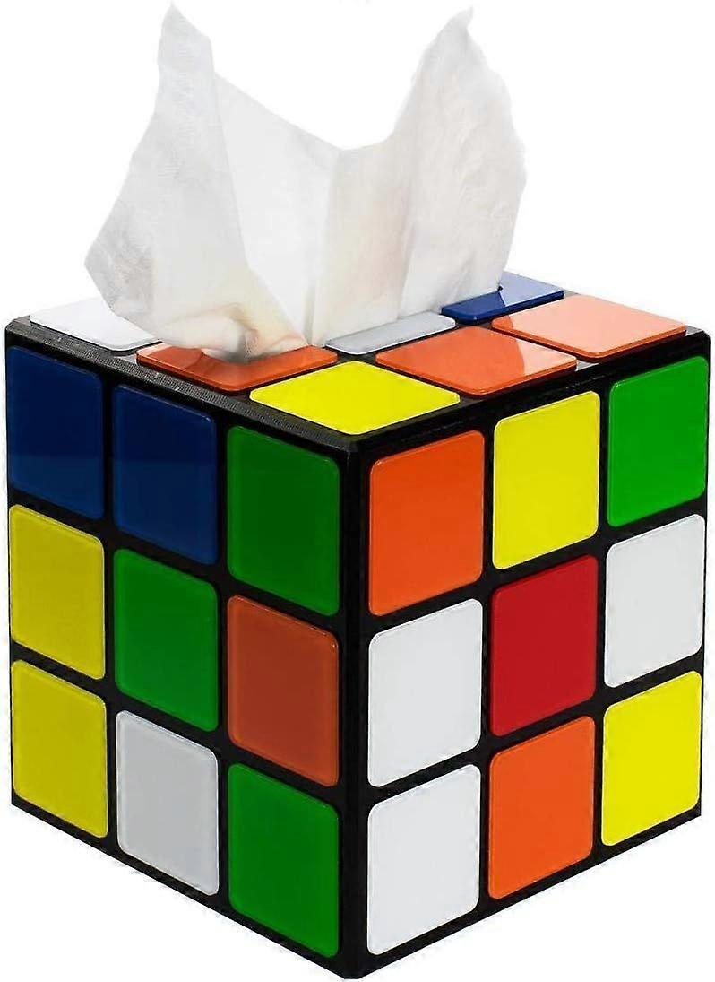 Plastic Magic Cube Tissue Box Cover, Holder for Square Tissue Boxes with Magnetic Lock, Multi Color