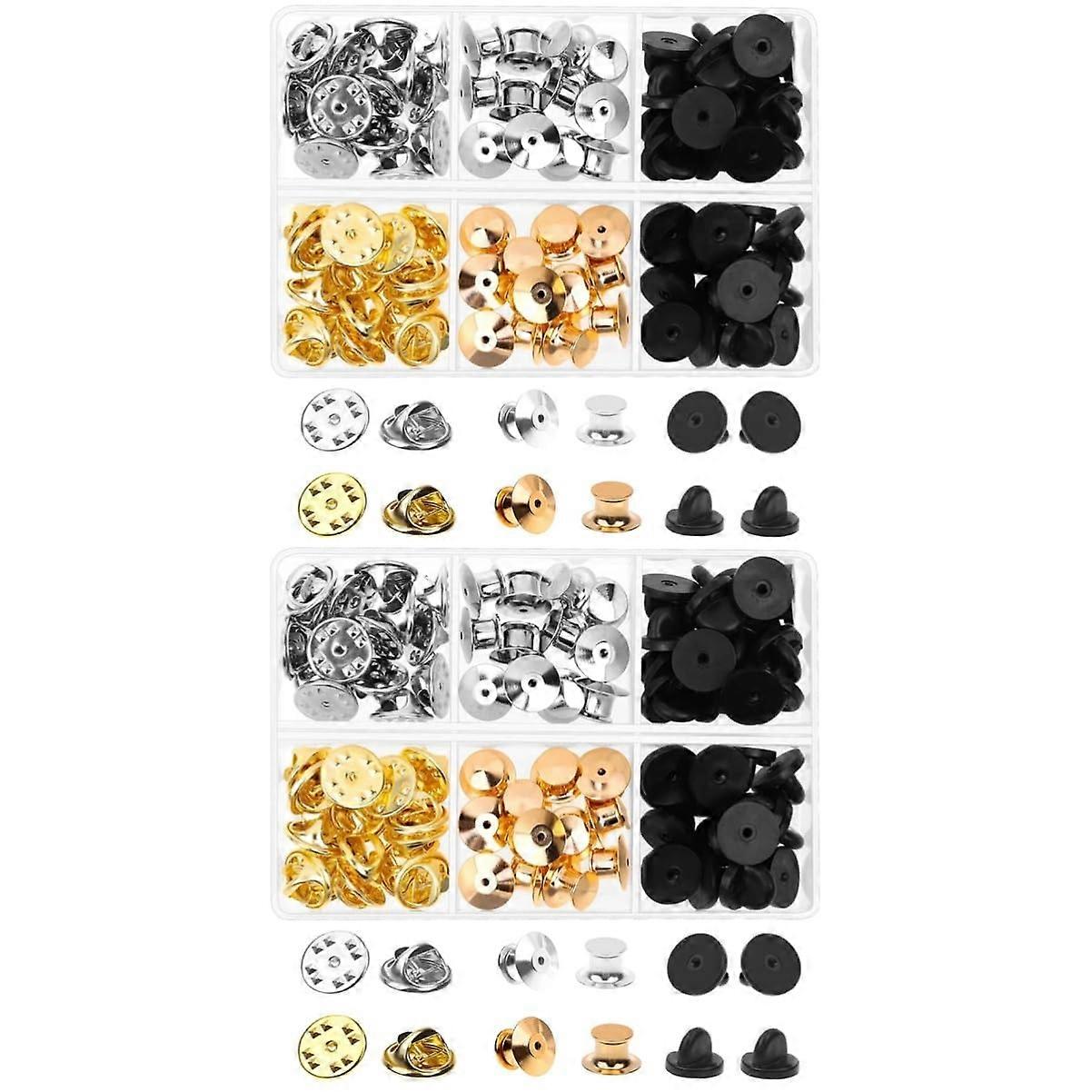2 Boxes Pin Backs for Enamel Pins, Smooth Operation Brooch Keepers for Jewelry Making and Craft Projects