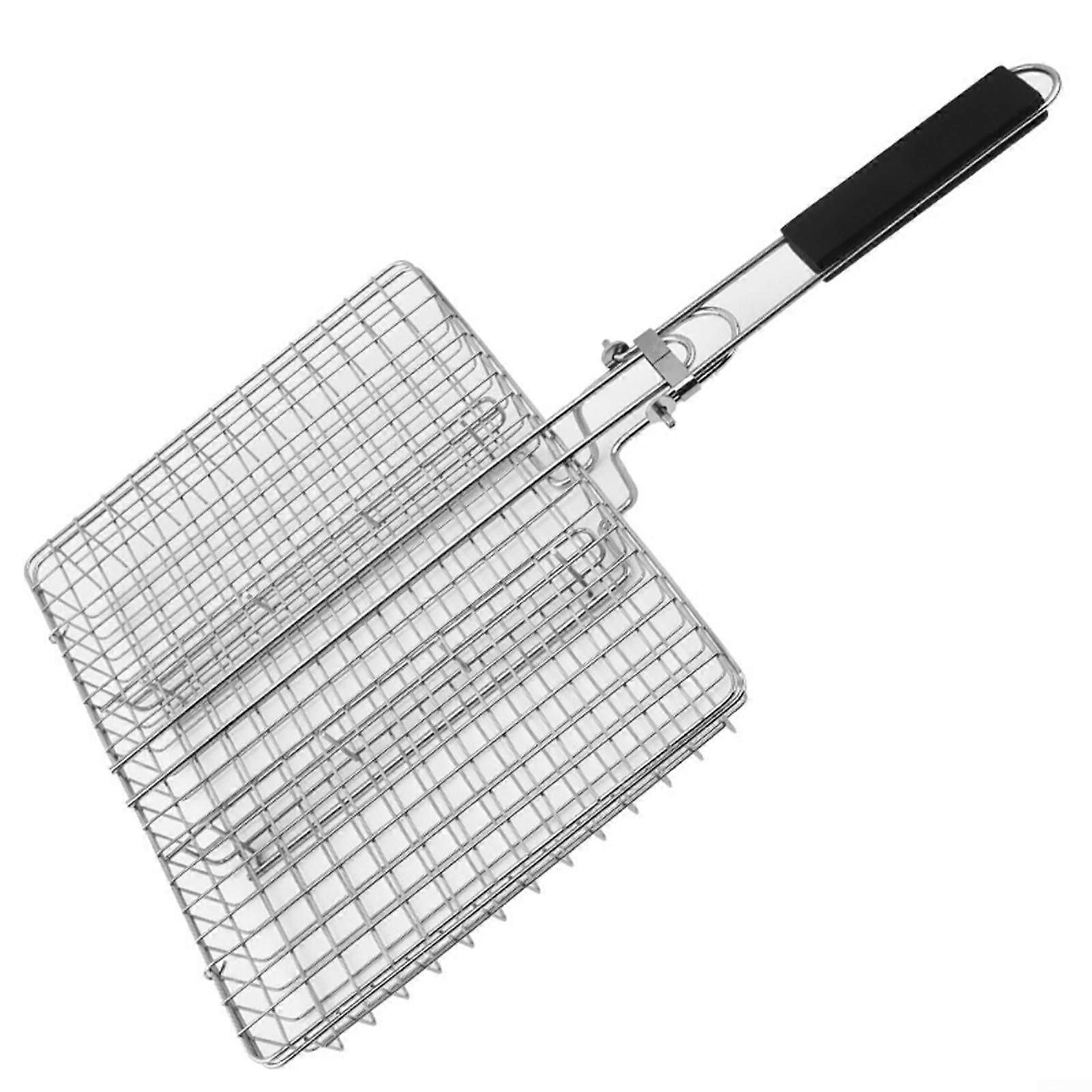 BBQ grill basket, stainless steel foldable BBQ grill basket with handle, grill basket with handle for grilling vegetables Ref: 9586