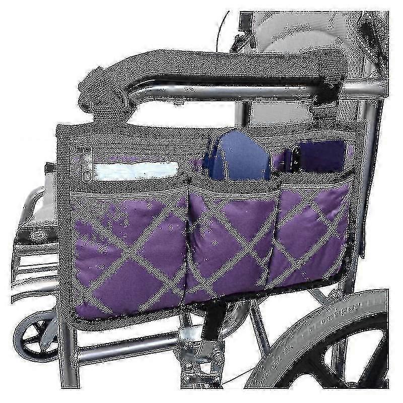 車椅子収納バッグ車椅子ツールポーチ車椅子サイドバッグサイドアームレストバッグ、パープル