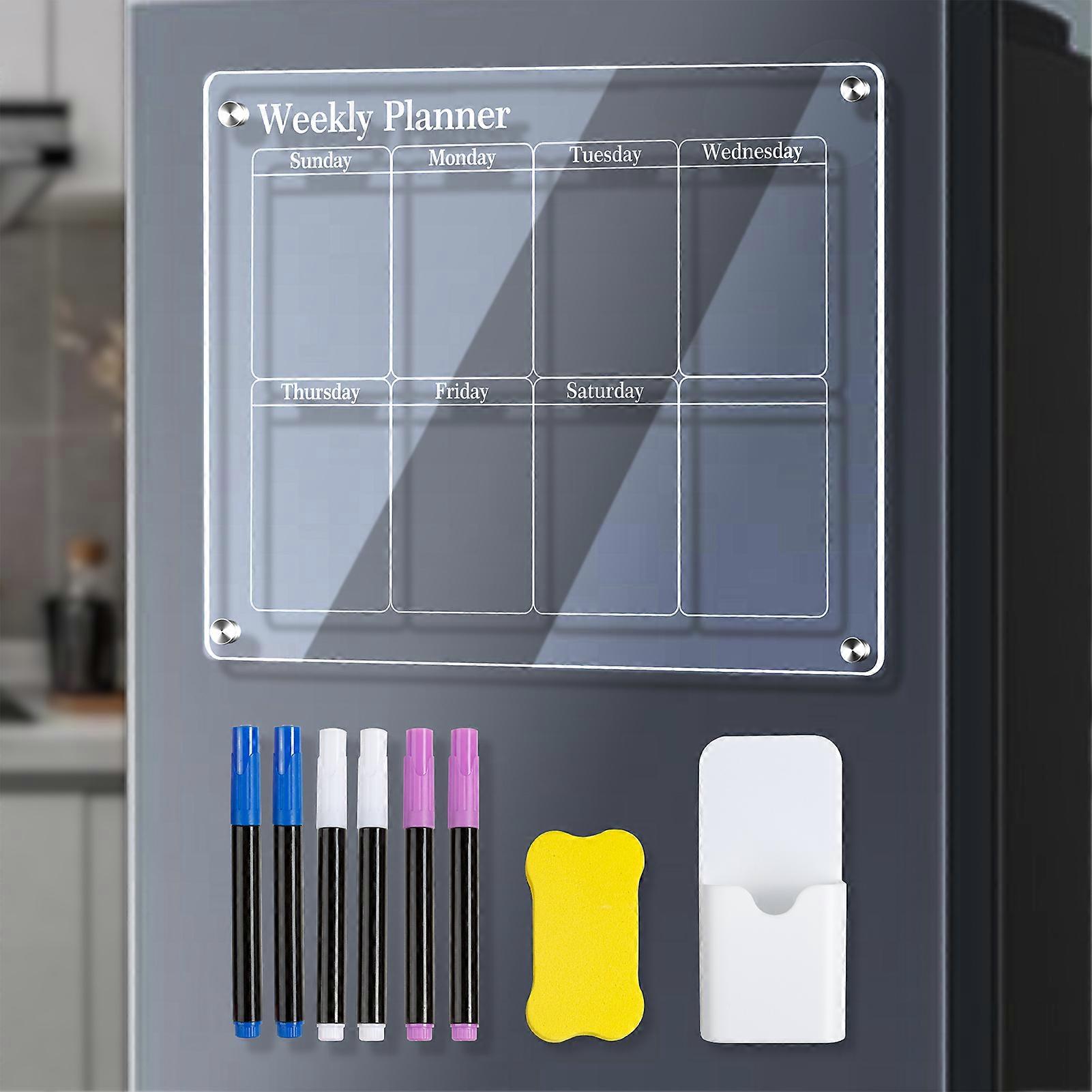 Clear Acrylic Magnetic Monthly / Weekly / Blank Planning Board for Fridge Calendar 40*30cm