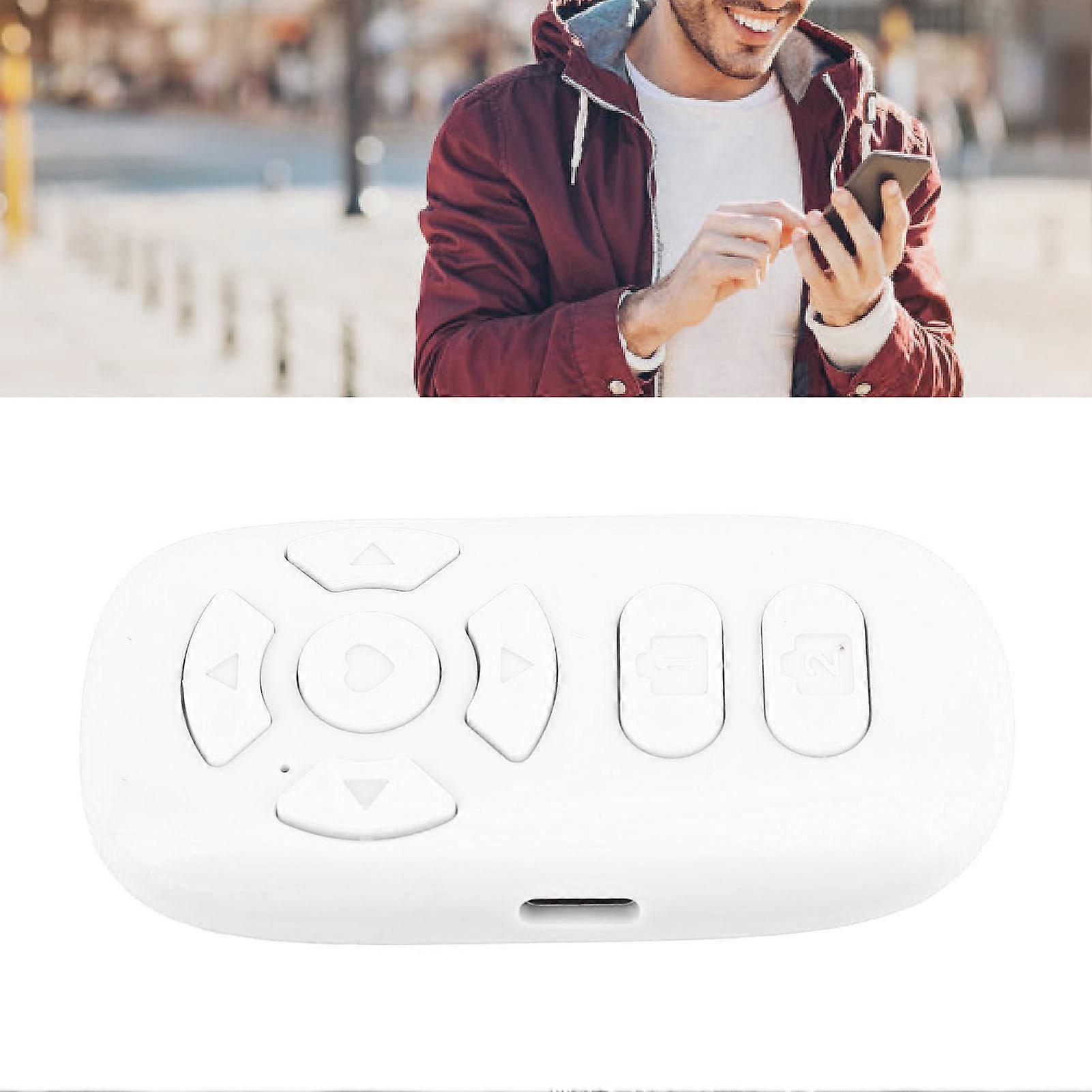 Wireless Remote Control Page Turner BT V4.2 Universal Remote Control Scrolling for Android for IOS Smartphones Tablets White