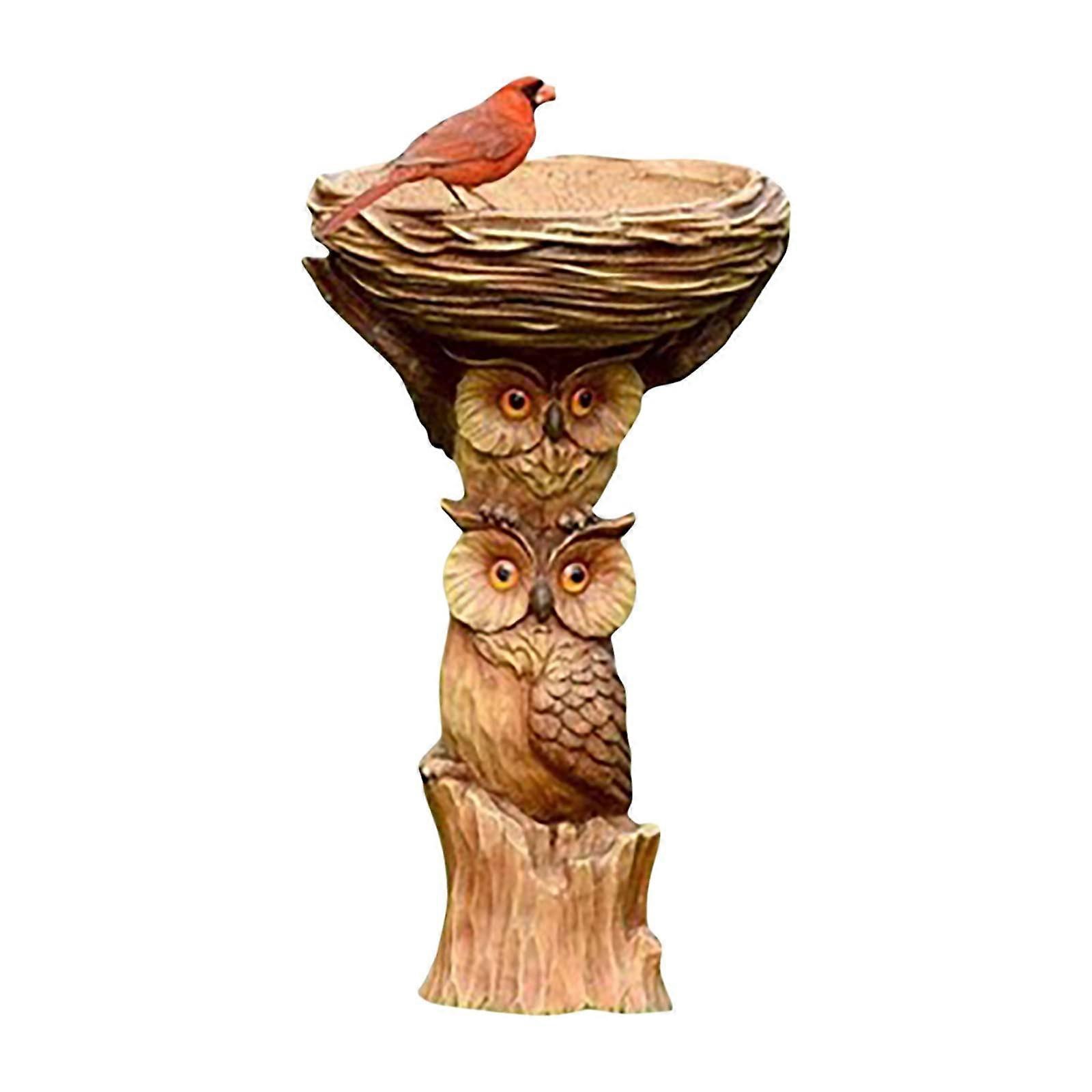 AutoDecoration Artificial Resin Bird Bath Polyresin Antique Garden Style Red And Gold Tree Design For Garden Courtyard
