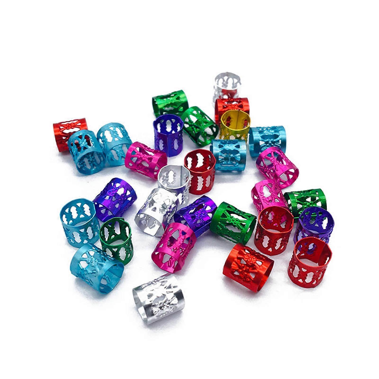 Metal Tube Ring Dreadlock Beads Multiple Colors Adjustable Dreadlocks Beads