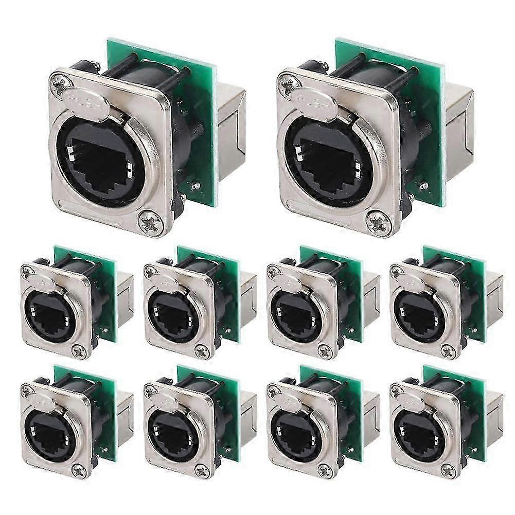 10PCS Ethercon Rj45 Chassis Socket, NE8FDP Ethercon Pass Through Connector, D Series Cat5 RJ45 Pane