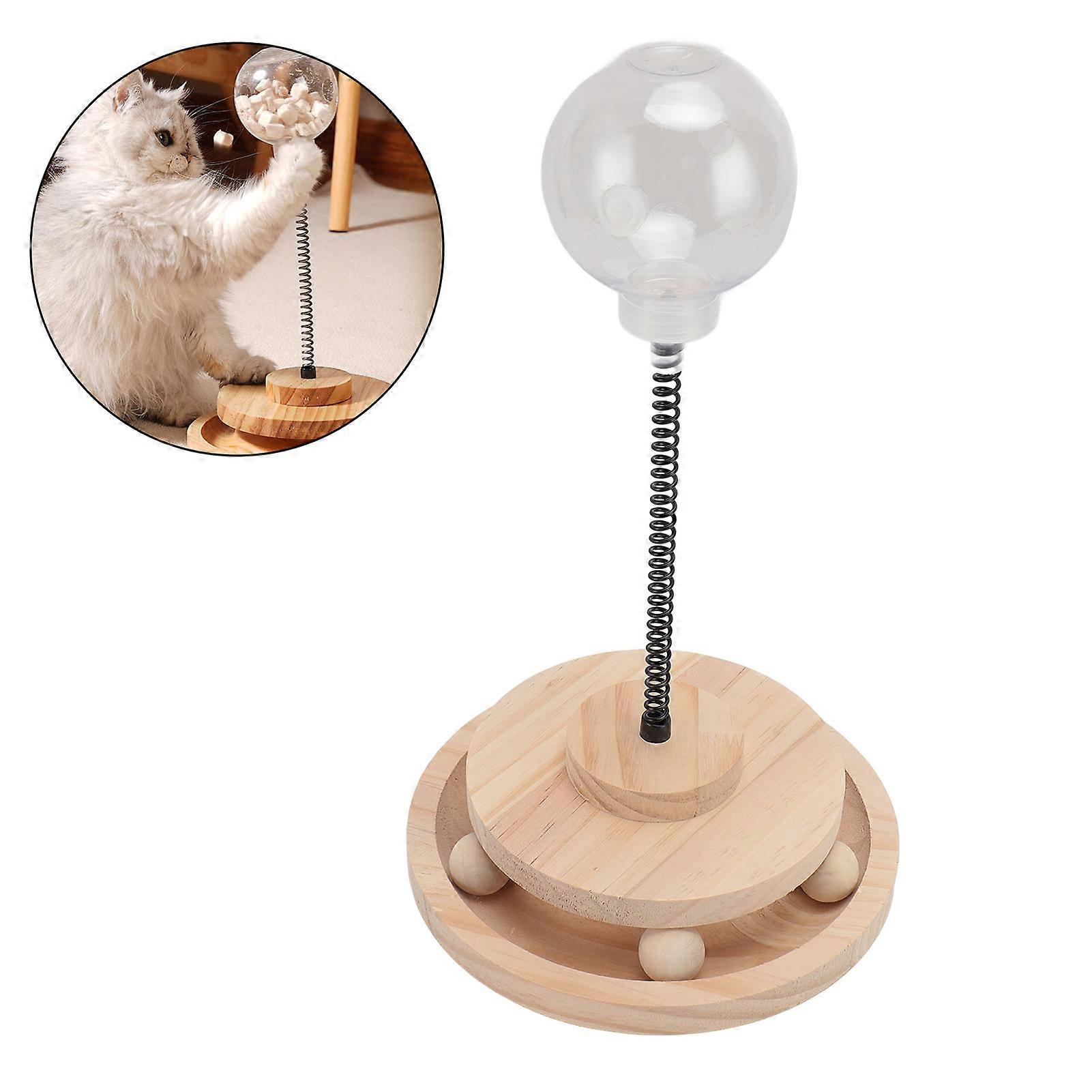 Cat Leaking Ball Toy Multipurpose Double Layer Round Steel Spring Interactive Cat Food Toys for Indoor Small Holes