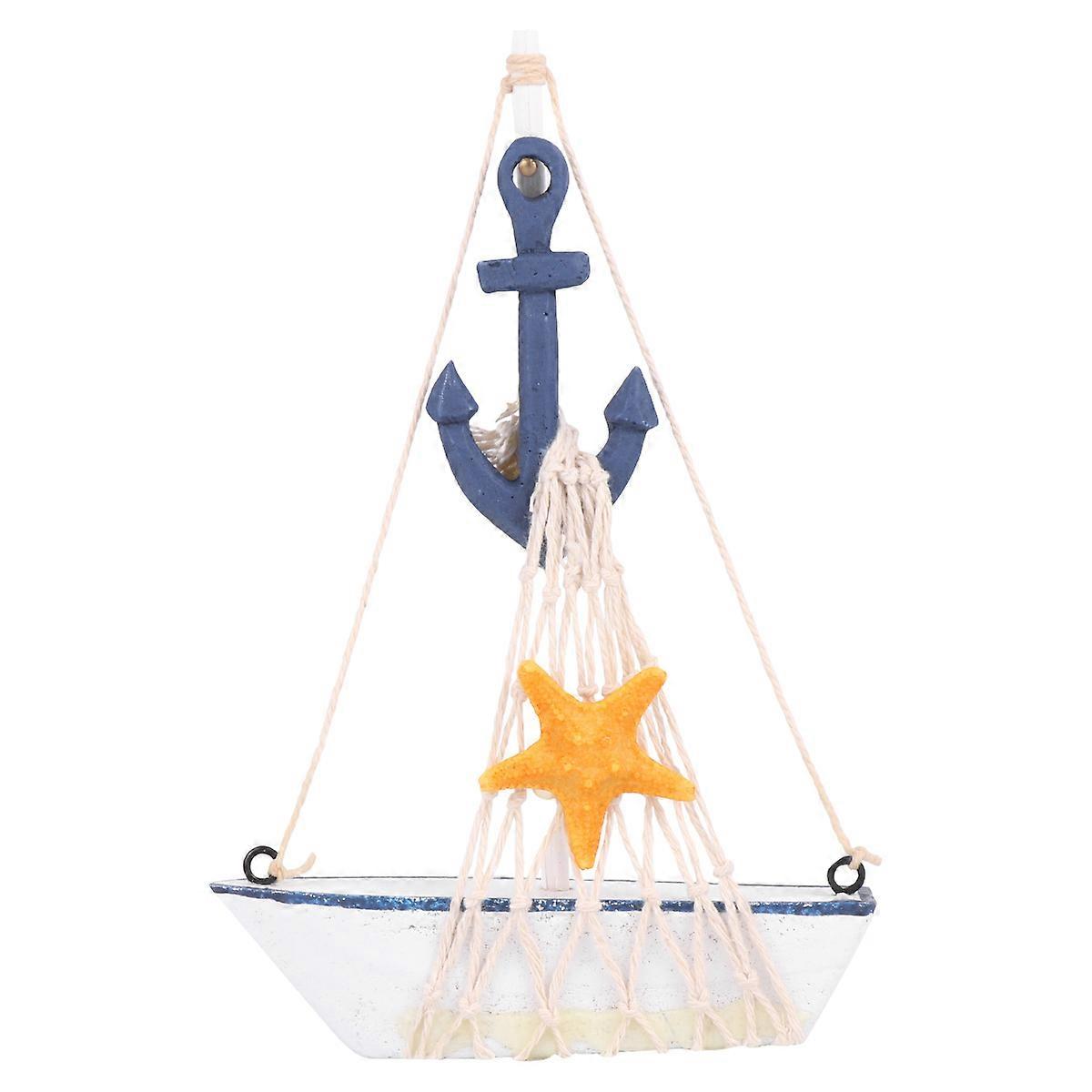 Sailing Decoration Wooden Sail Boat Adornment Mediterranean Style Home Decoration Multi Color Size 3 1 Piece
