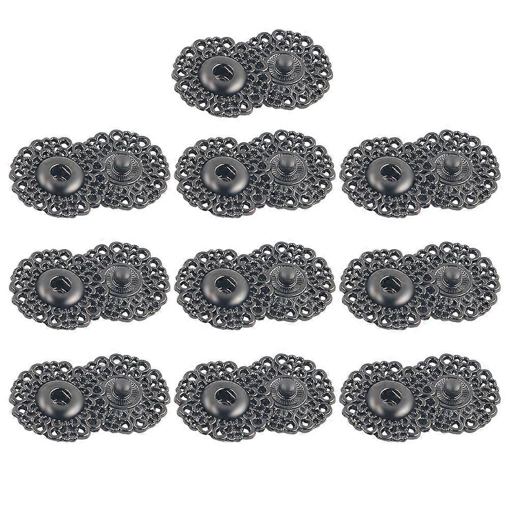 10kpl 30mm ontto metalli snaps lumihiutaleen muotoiset napit kiinnikkeet Press Stud DIY ompelutarvikkeet (musta)