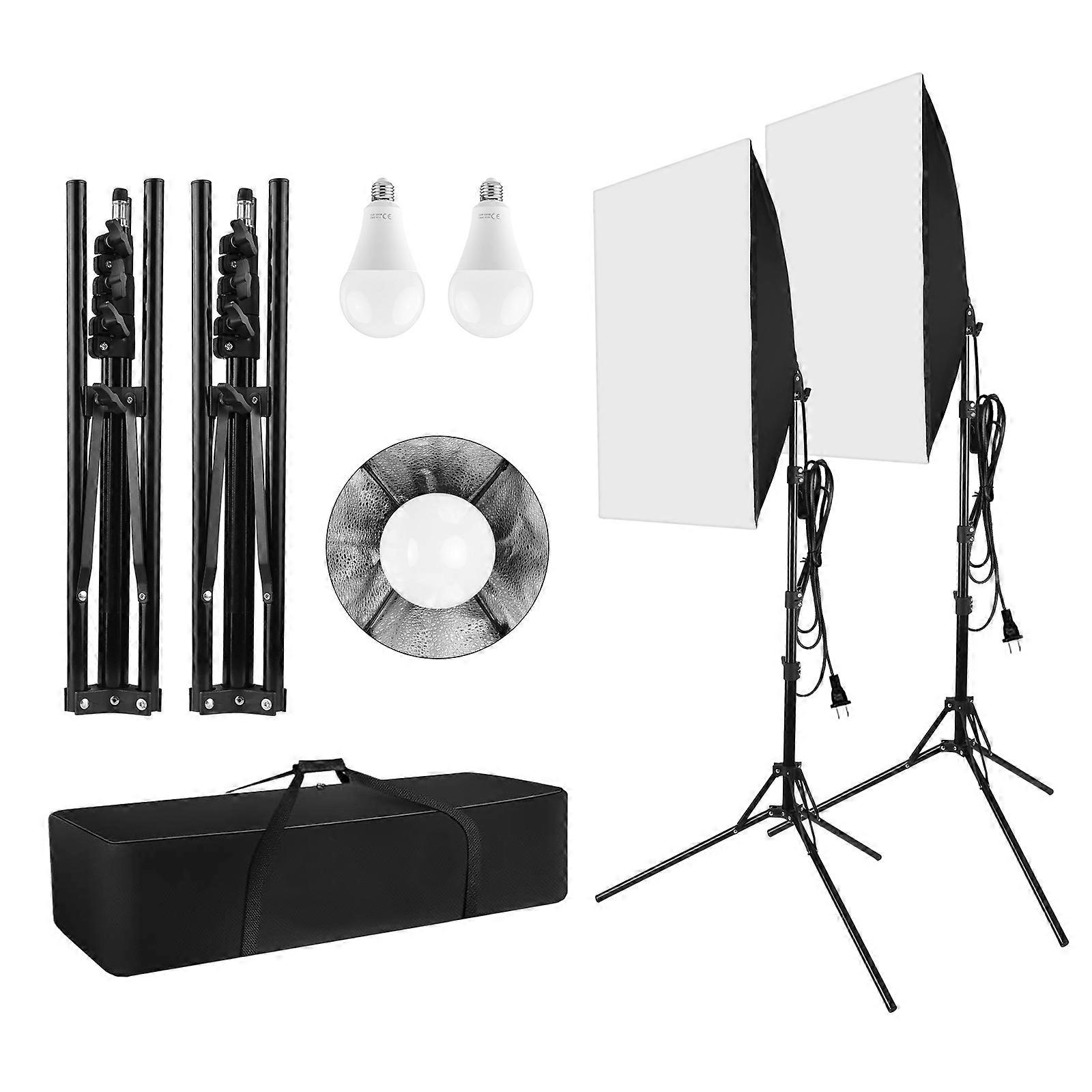 Andoer Studio Softbox Lighting Kit: 2 Softboxes, 2 Bulbs, 2 Stands, Bag for Photography