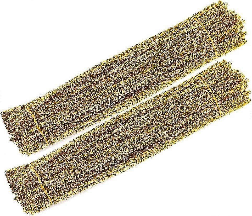 200pcs 12" X 6mm Glitter Tinsel Creative Arts Chenille Stems Sparkle Pipe Cleaners for DIY Craft Projects (Gold)