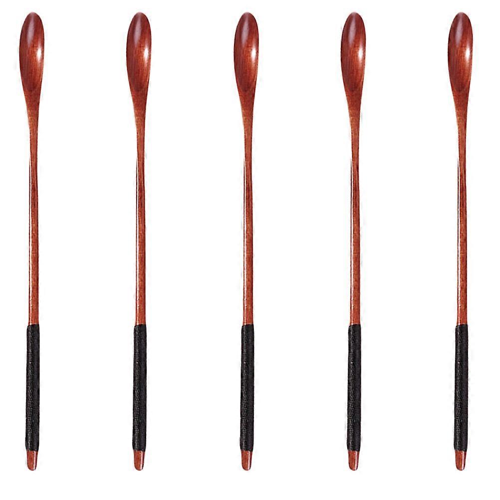 Wooden Honey Spoon with Long Handle for Easy Honey Extraction from Jars 5pcs Black Home Use