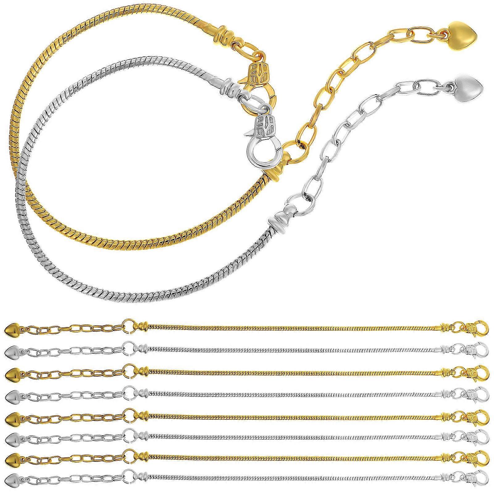 Snake Chain Charm Bracelet for Decor with 10Pcs Assorted Color Copper Bracelets
