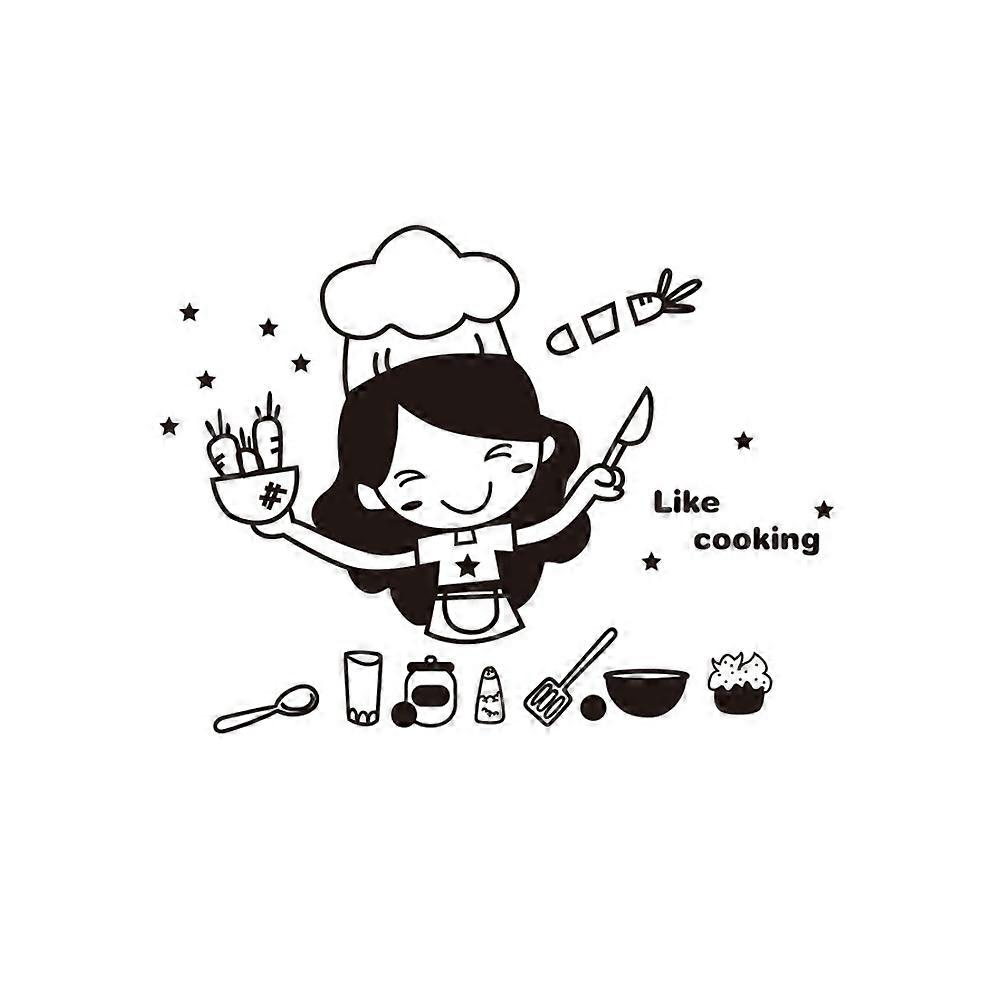 Kitchen Wall Sticker Removable Waterproof Decor 3Pcs Black