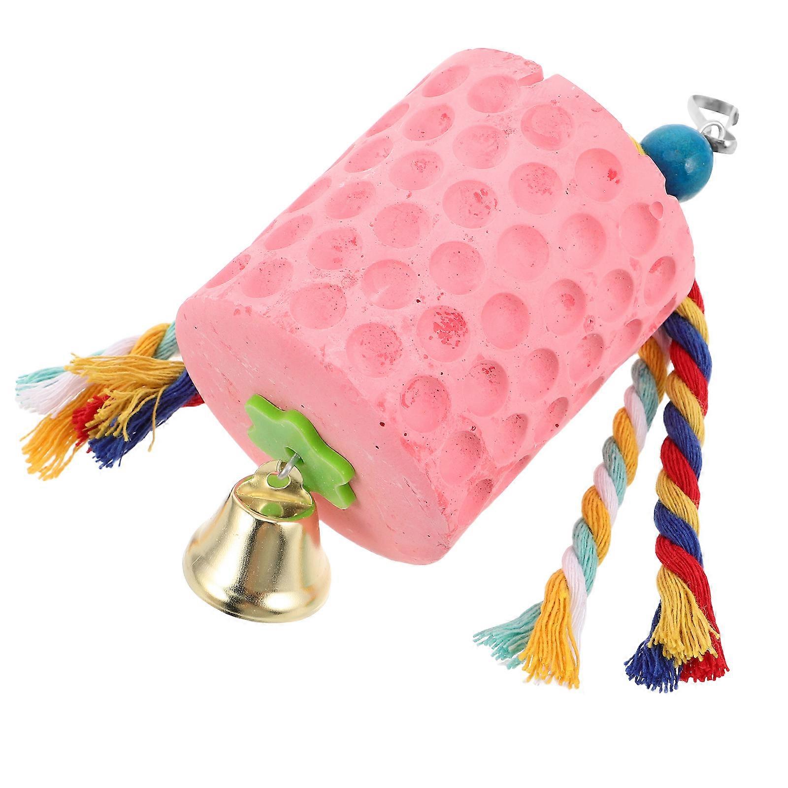 Chew Mineral Stone With Bell Small Parrot Toys Pet Owners Irregular Shape Beak Maintenance 1Pack