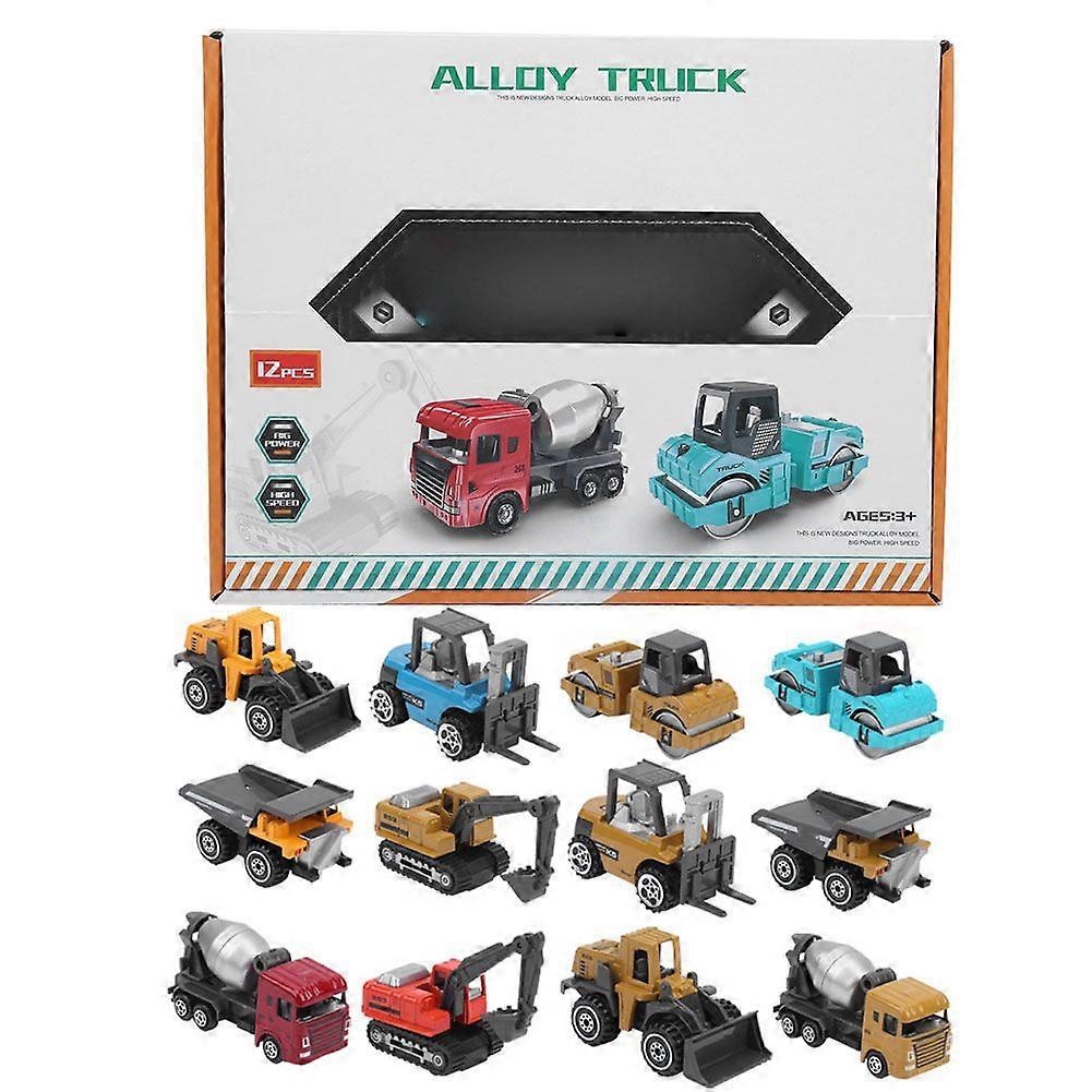 12pcs 1:64 Construction Trucks Model Toy Highly Simulation Alloy Engineering Car Model