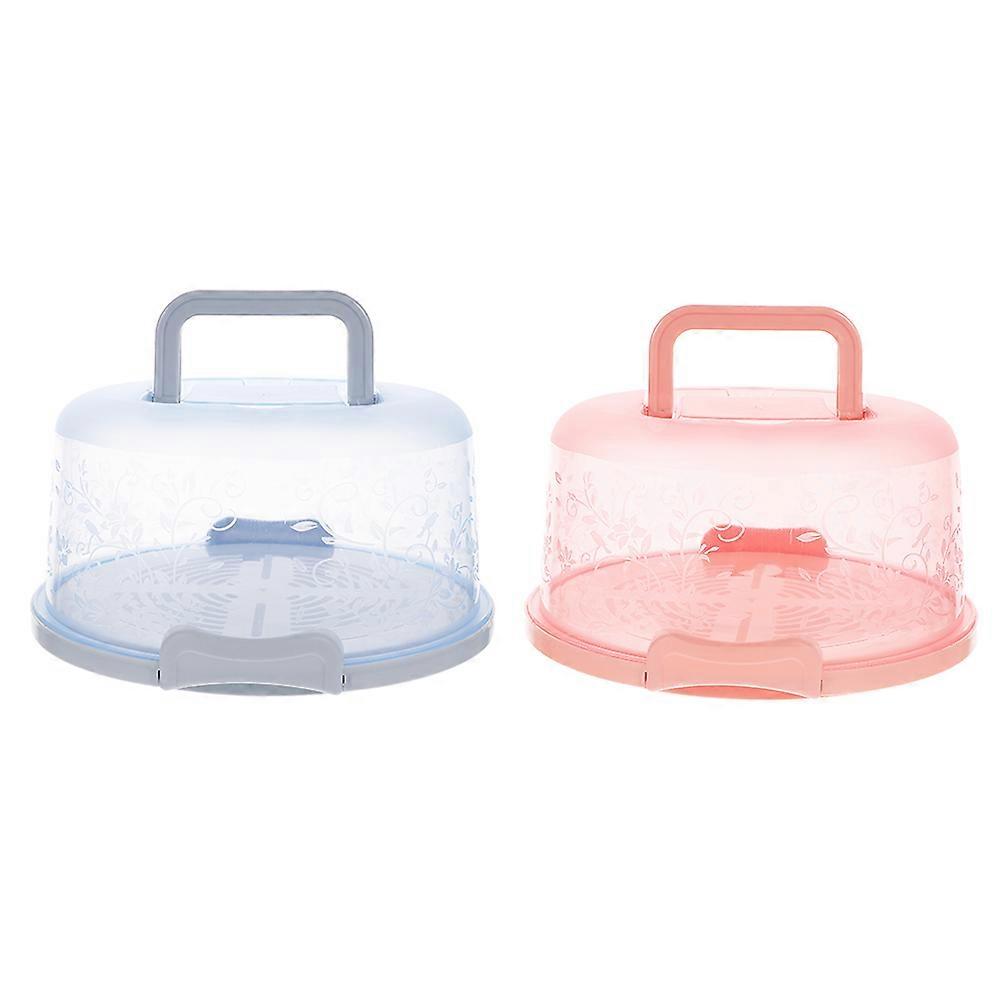 Portable Cake Cases Storage Boxes Dessert Packing Rectangular Design Pink 2Pcs