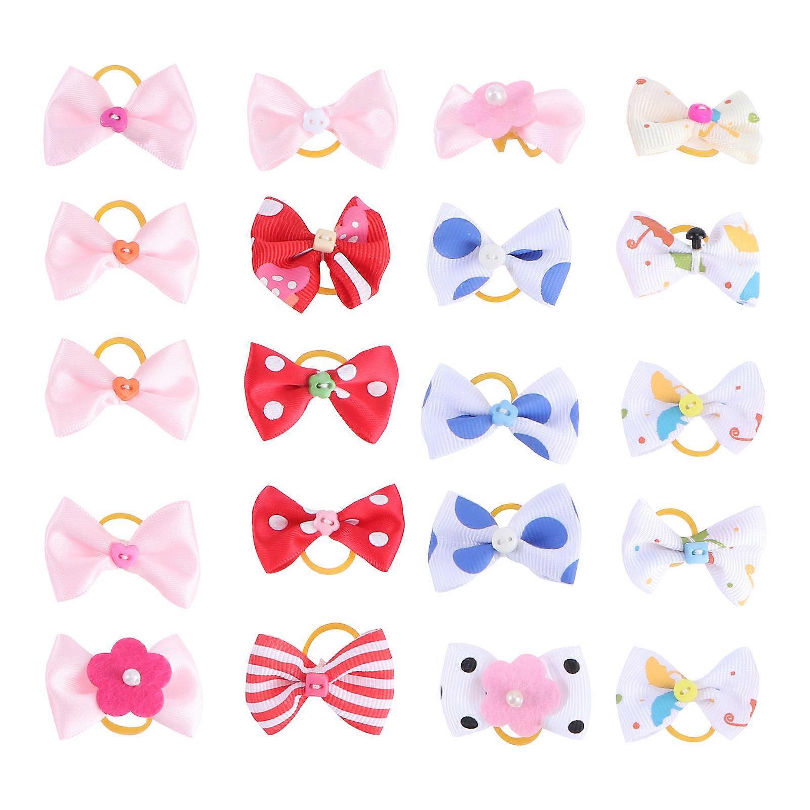 Hair Elastics For Dogs Pet Accessories Adjustable Design Assorted Color 3x2cm 20Pcs