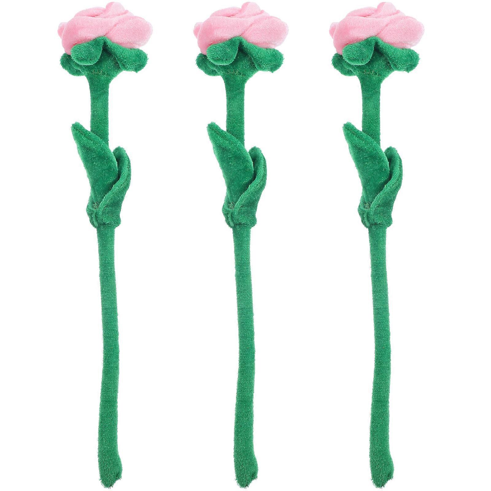 Wedding Flowers Bouquets Plush Rose Shape present Pink 3Pcs