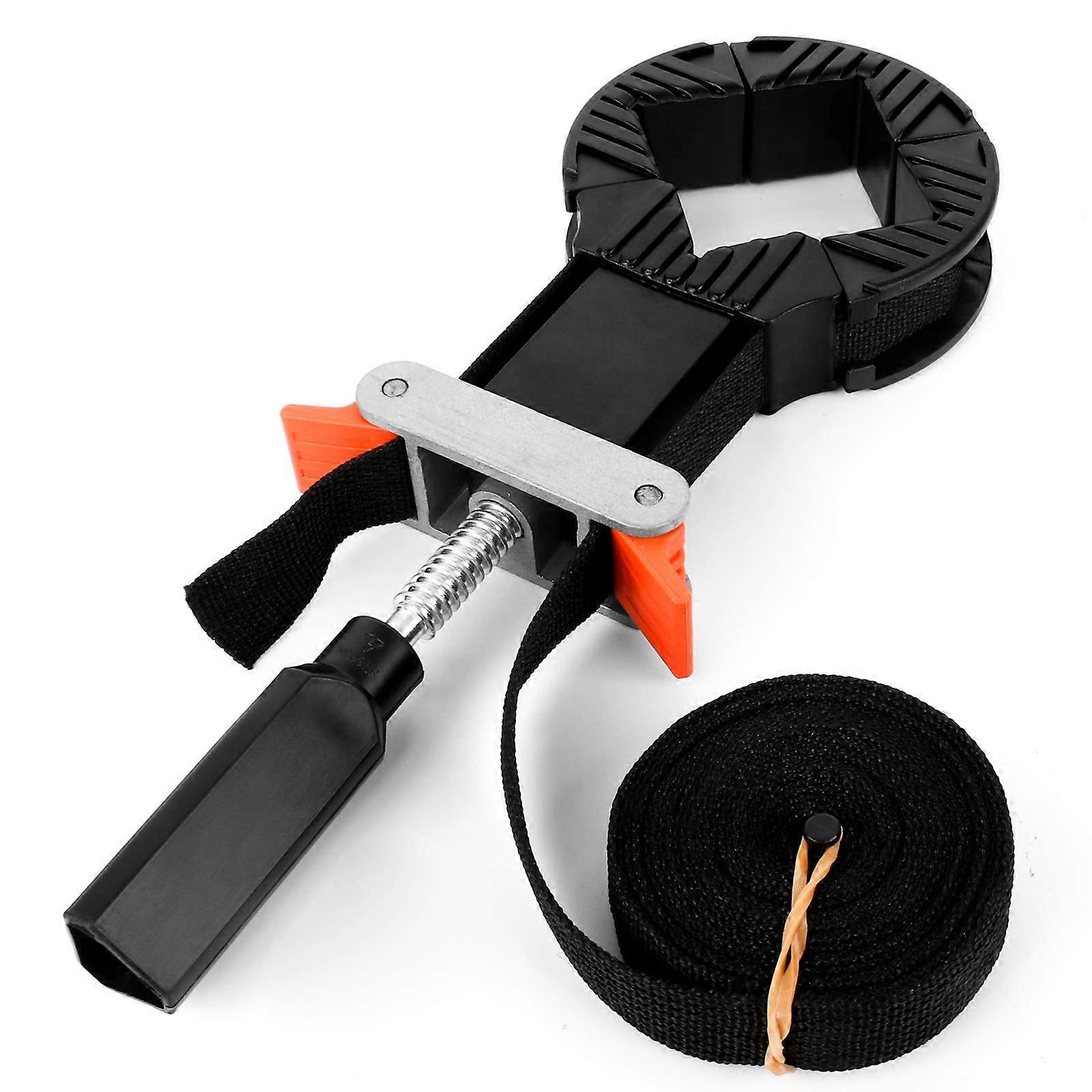 Frame Tensioner with 4 Clamping Jaws, 4 Metres Nylon Strap, One-Handed Design for Gluing and Screwing Boards