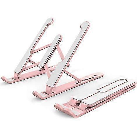Adjustable Laptop Stand Vented Laptop Riser Plastic Aluminum Bracket Compatible with 10"-15.6" Notebook Computers (Pink) 1pc