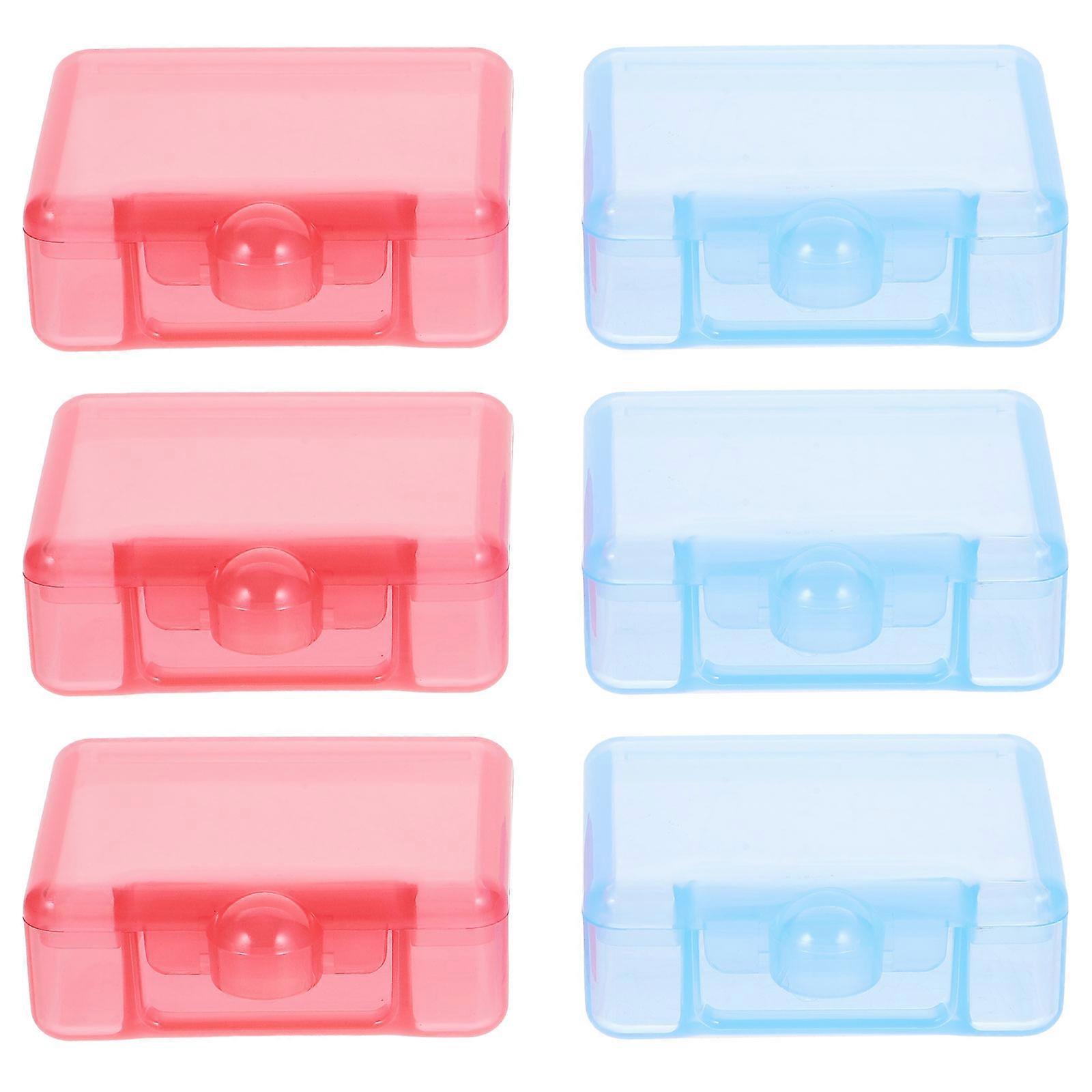 Daily Pill Container Square Simple and Practical Red Office Use 4.50X4.50X2.60CM 6Pcs