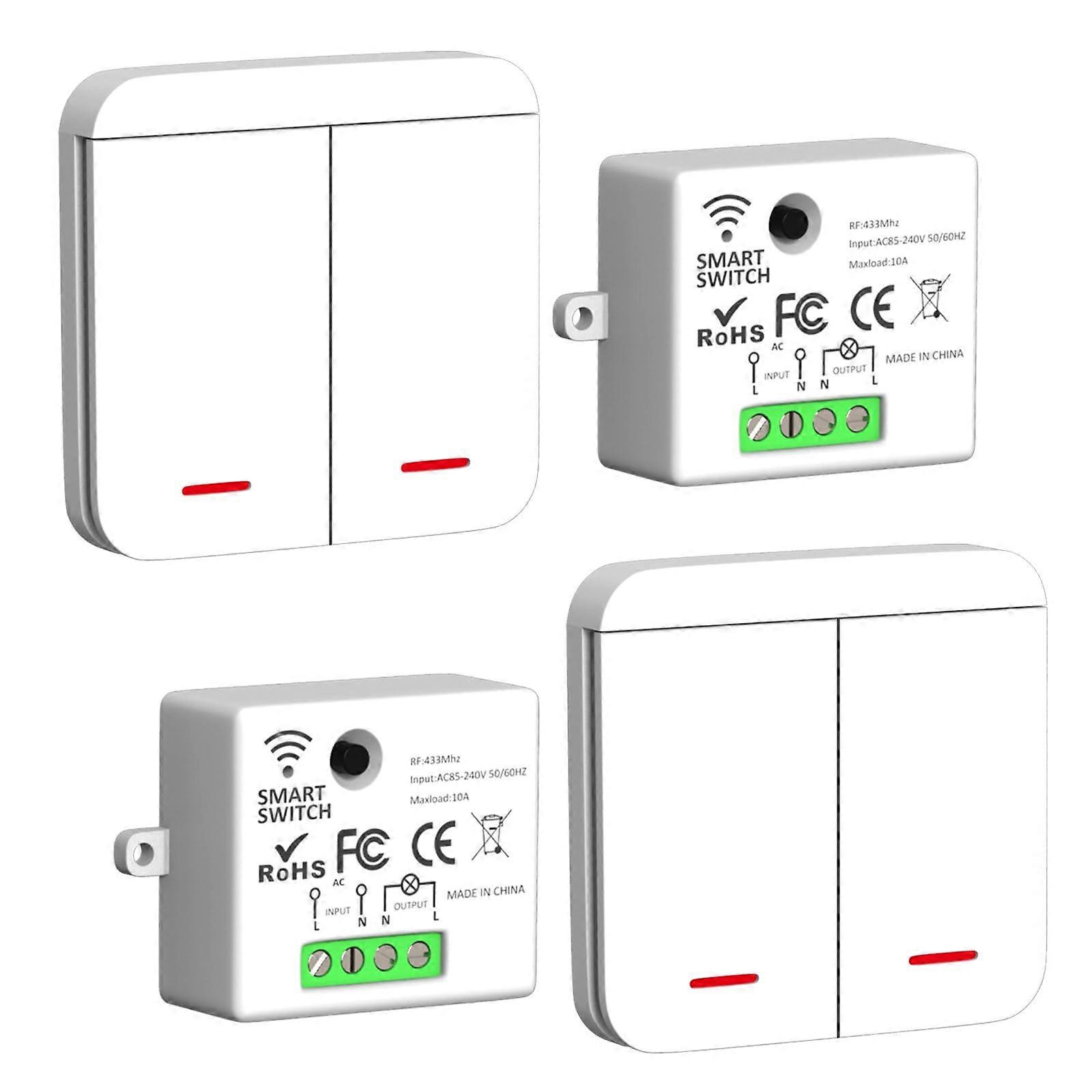 Wireless Switch, Switch Kit, 433Mhz Radio Transmitter Switch, 2200W/10A Receiver
