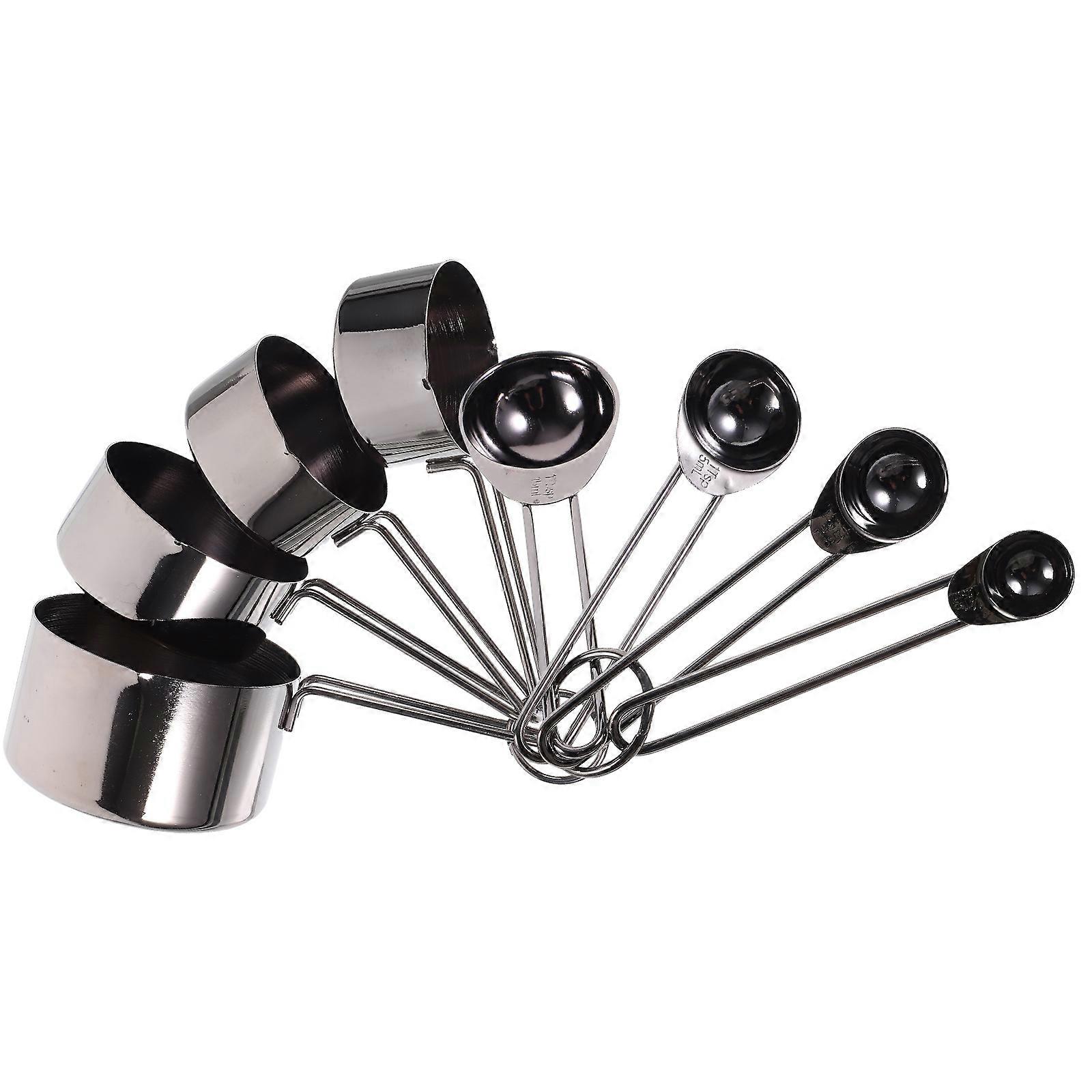 Measuring Spoon Sets Stainless Steel Measuring Cups Spoons Stackable Baking Black 1 Set