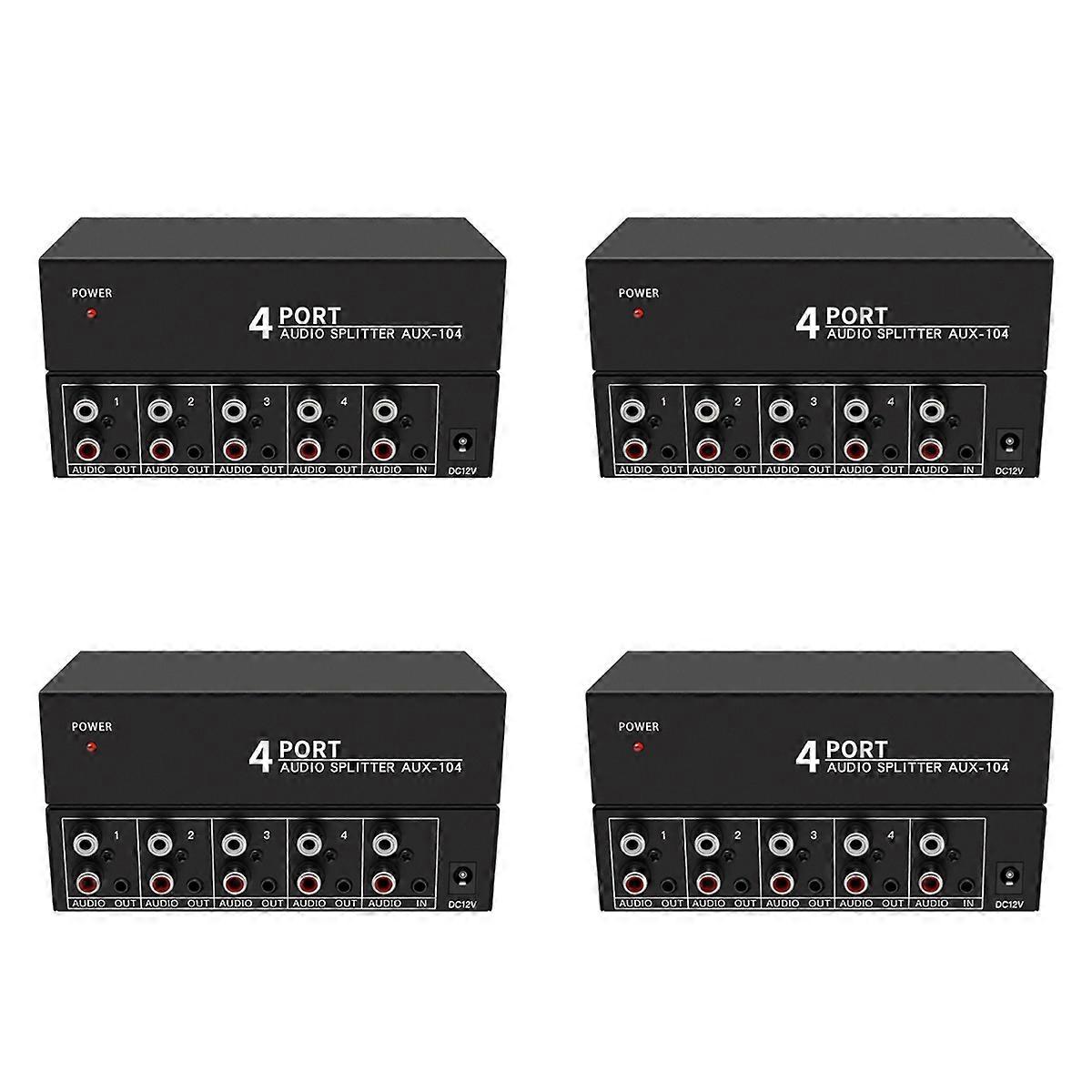 Audio Splitter 1 in 4 Out L/R for PC DVD Speaker Splitte, EU Plug