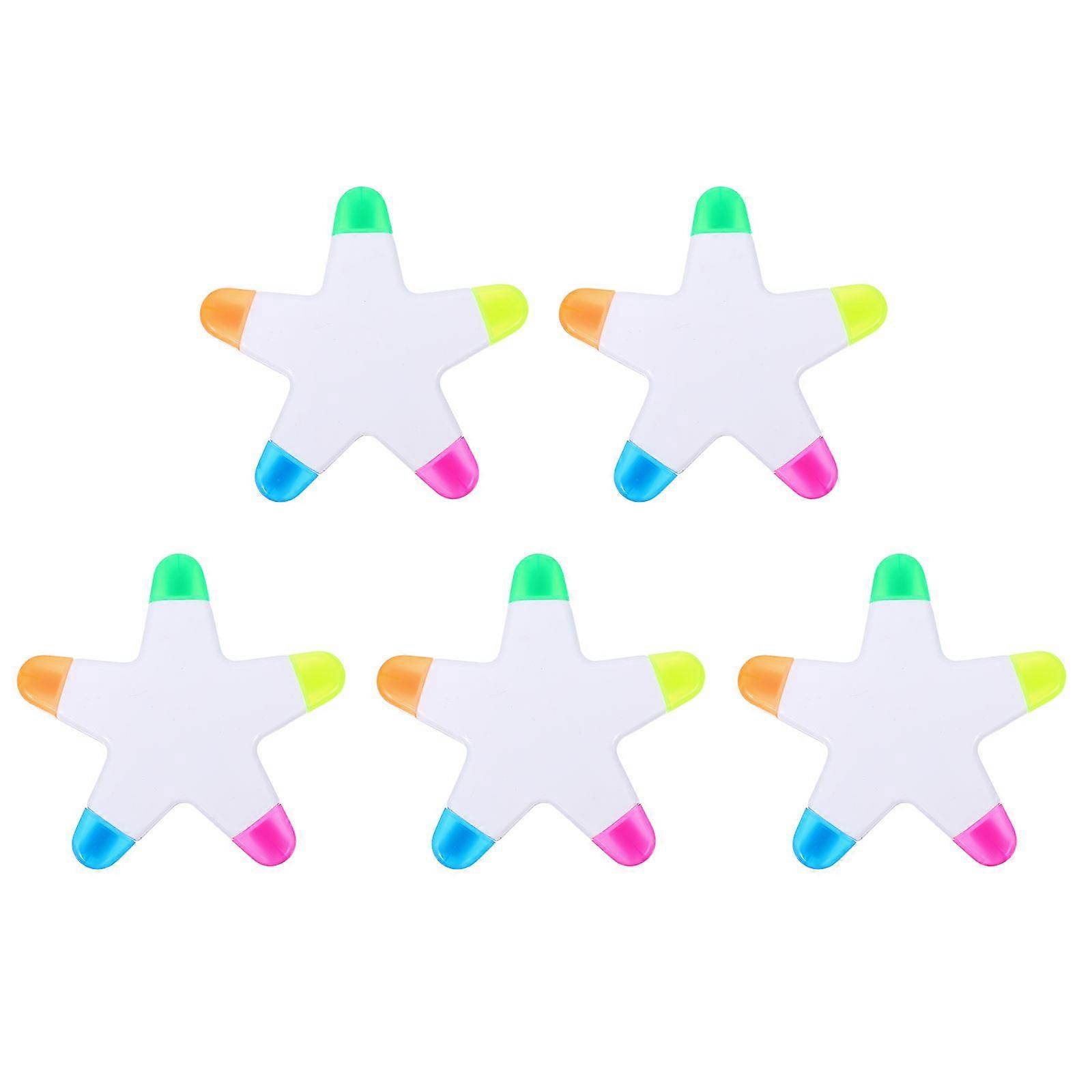 5PCS Star Shape Highlighter Pen Professional Practical Fluorescent Pen