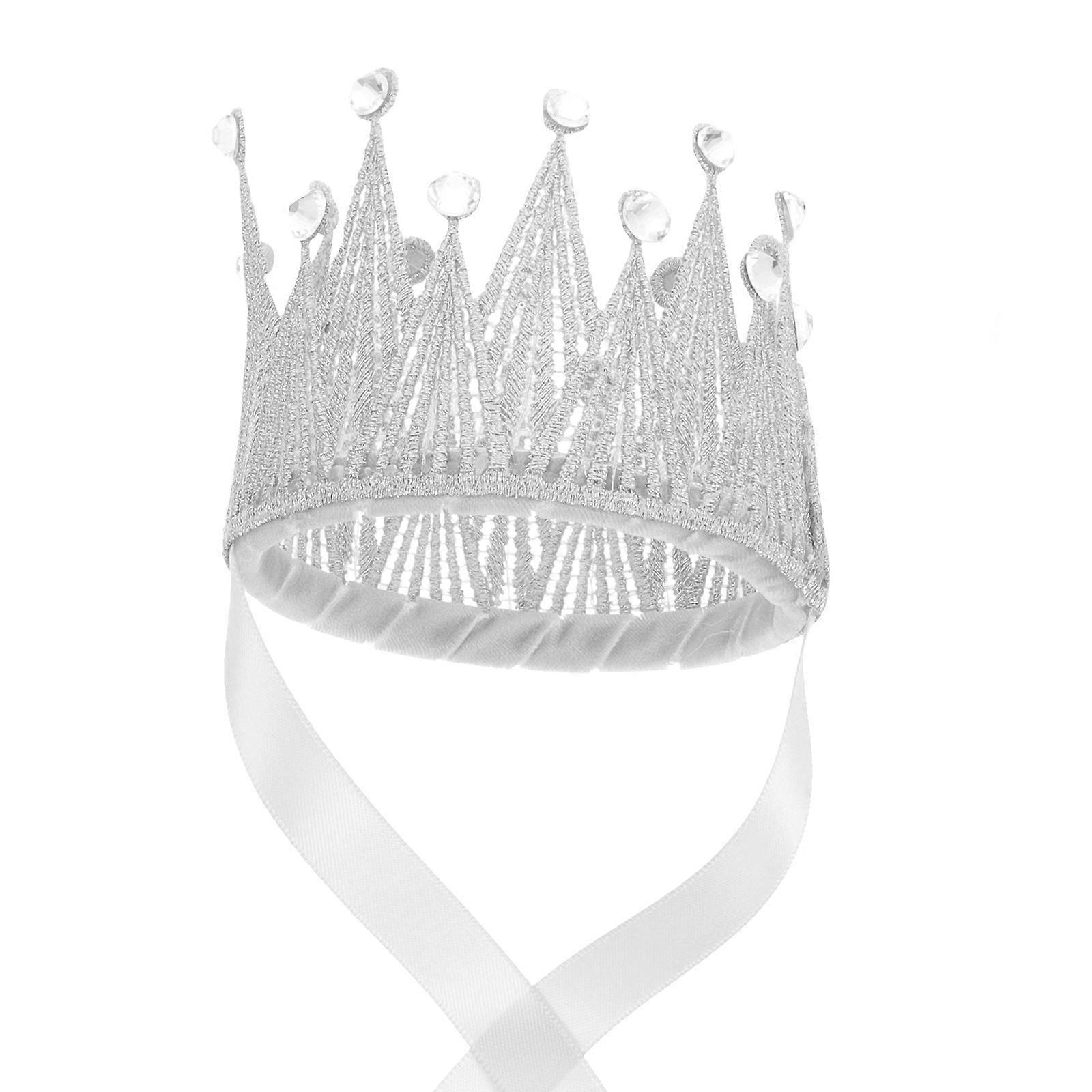 Girl Hair Accessories Tiara Crown Childrens Crown Birthday Party Silver Color Material 1Pcs
