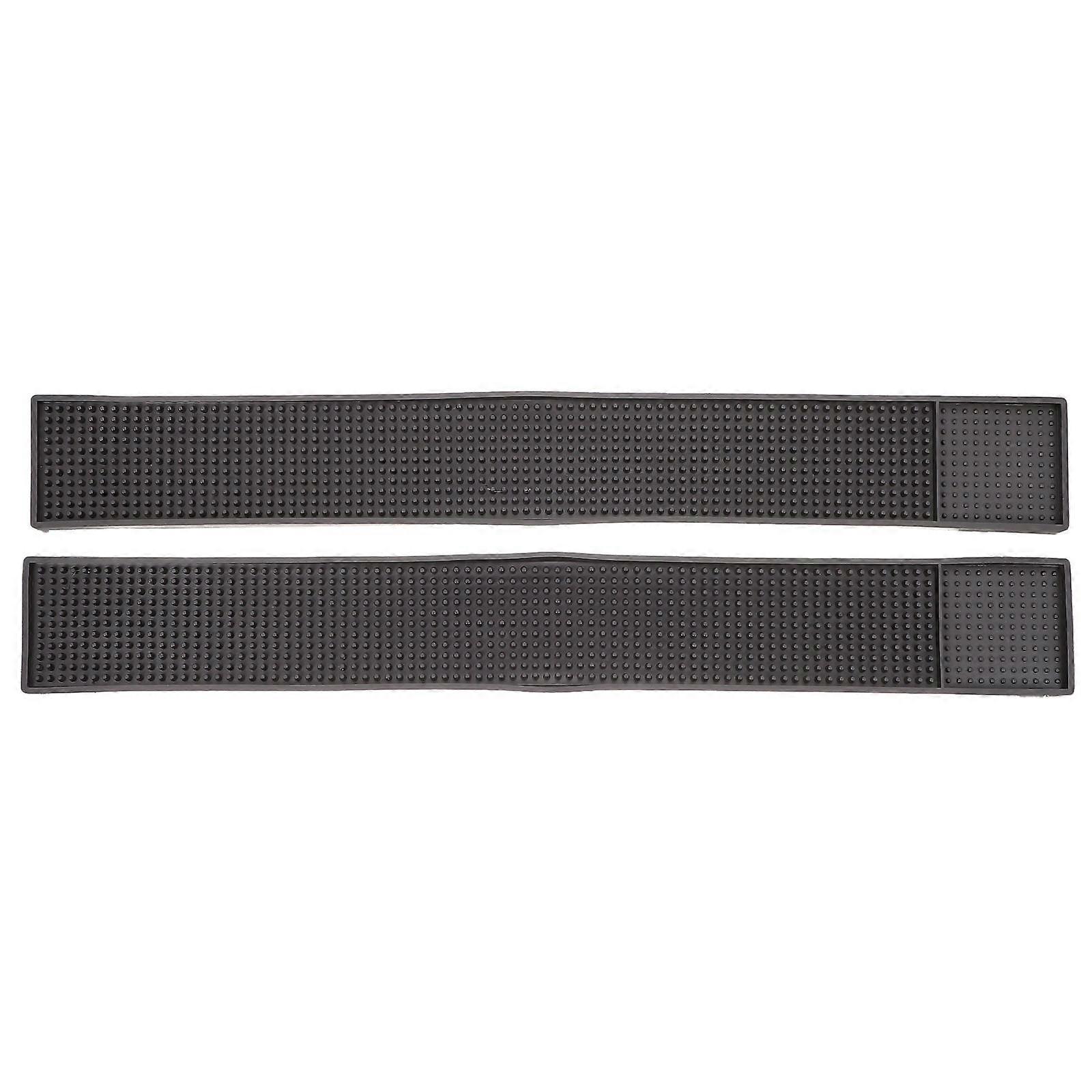 Counter Mat Tableware Drying Mat Non-Slip Bar Tools Home Bar Black 60X8X1CM Protective 2Pcs