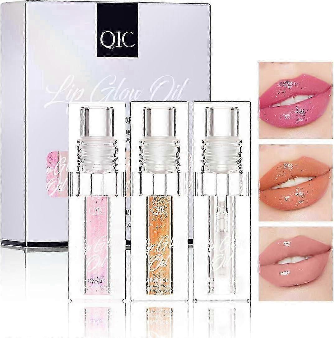 3PCS Color Changing Lip Oil Set, Magic Color Changing Moisturizing Lip Glow Oil
