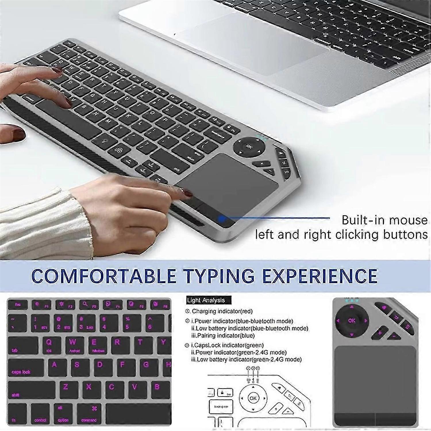 Tastiera wireless Bluetooth con touchpad Tastiera trackpad ricaricabile 2.4G retroilluminata a 7 colori per S
