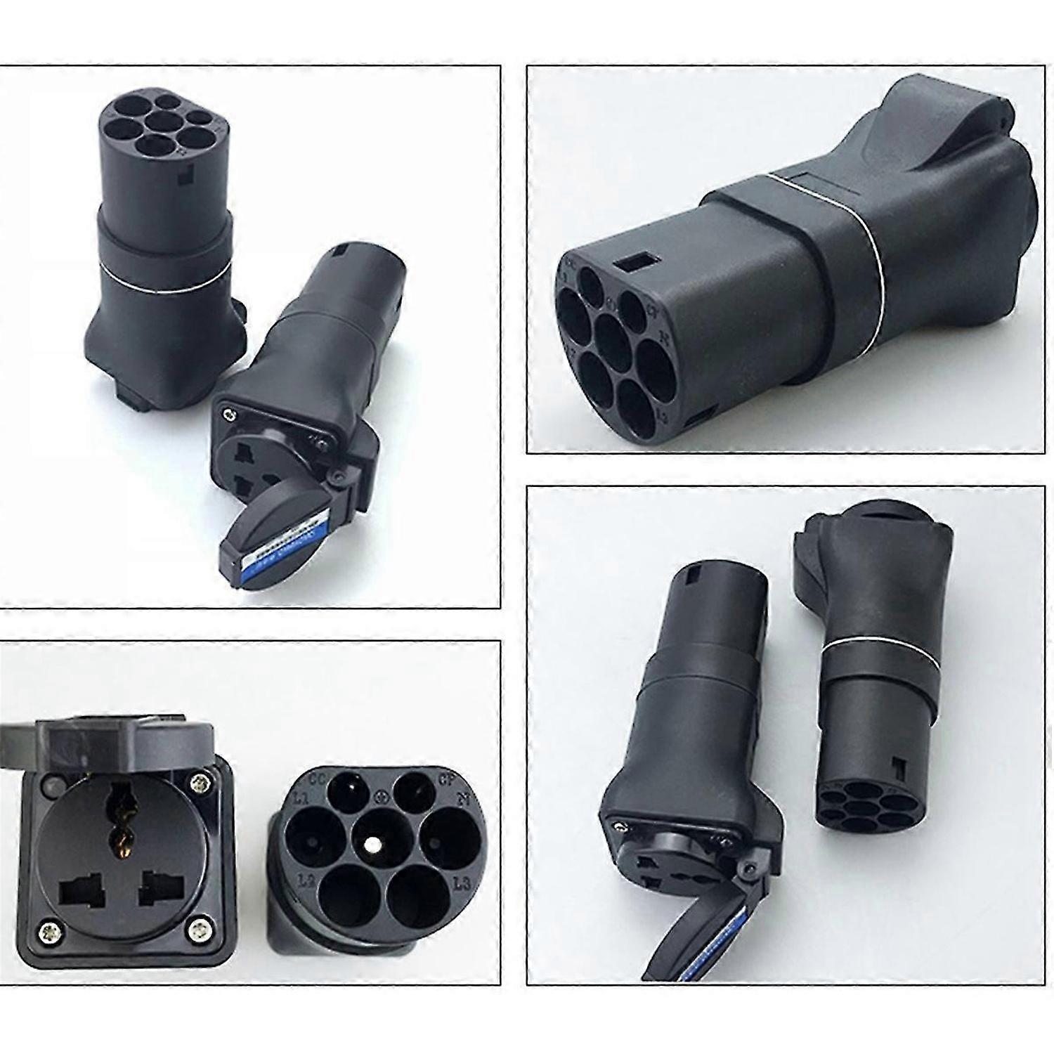 16A Electric Vehicle EVSE Adapter Portable EV Plug Type 2 to 2 Pin Socket,EU Plug