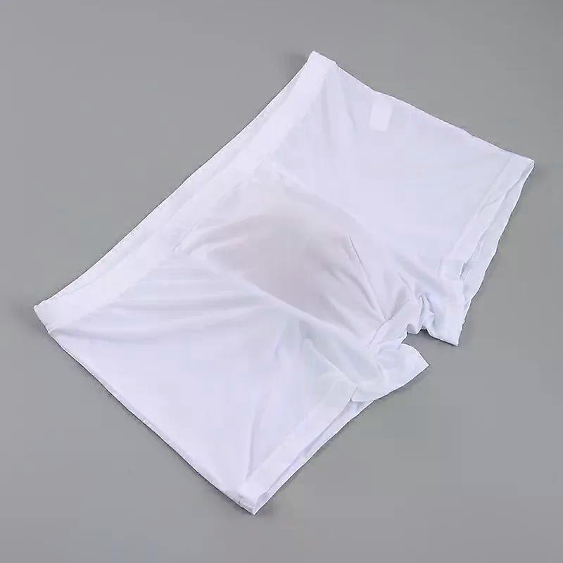 Men's Boxy Underwear Youth U Convex Pouch Boxers Ice Silk Inserted Cups in The Inner Pocket for Stage Perform Protection Panties