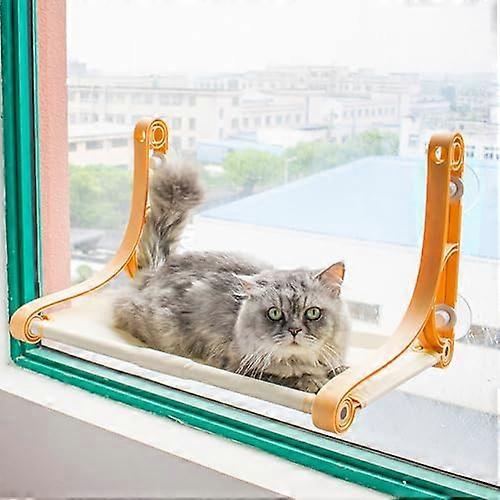 Cat Window Perch Comfortable Safe Cat Hammock with 4 Suction Cups, Sturdy Frame, Removable Covers for Indoor Cats, Easy Assembly Orange