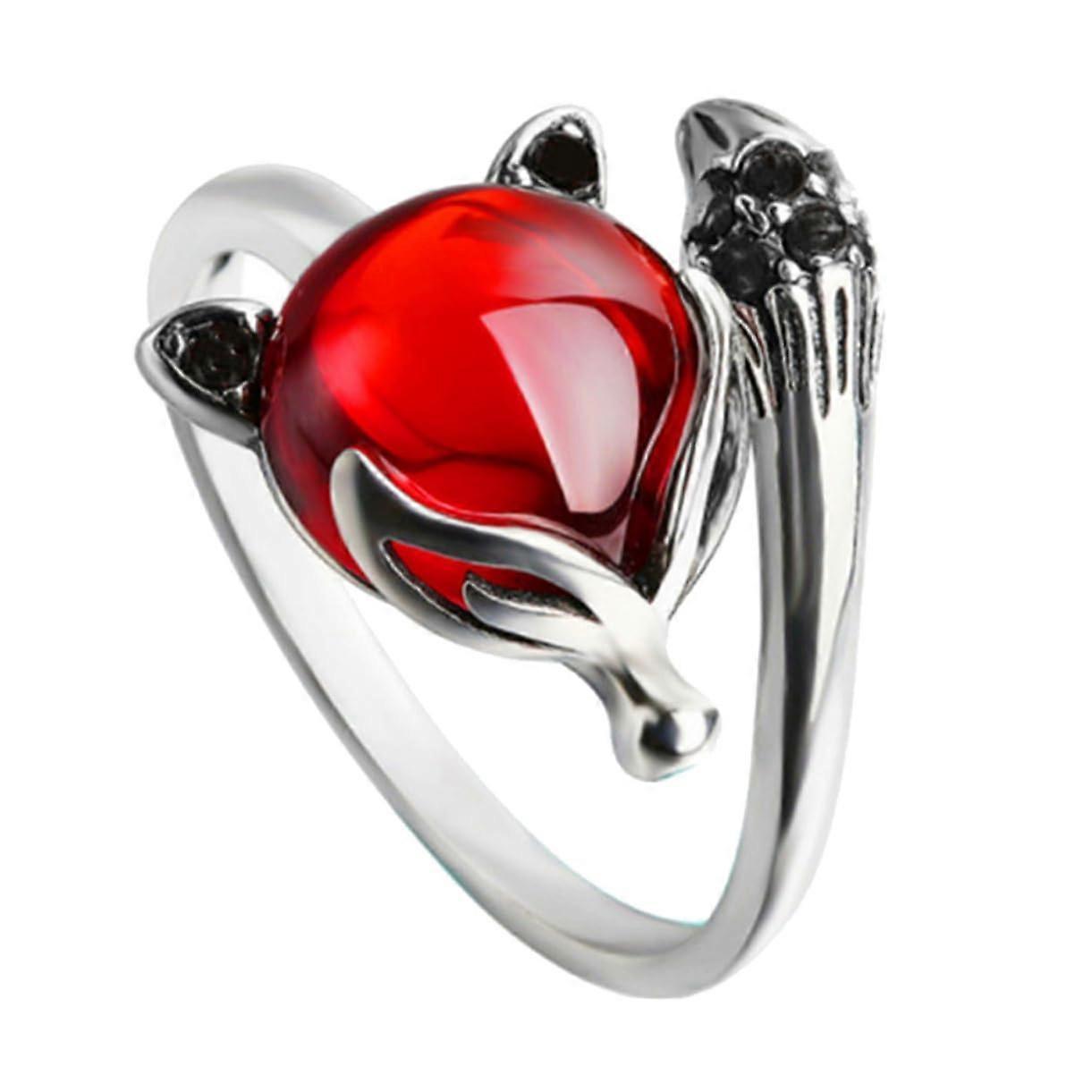 Pomegranate Fox Rings for Girls, Finger Ring, Charming Creative Hand Ring, Fashionable Accessory for Girls, Modeling Hand Ring, Modeling Ring.